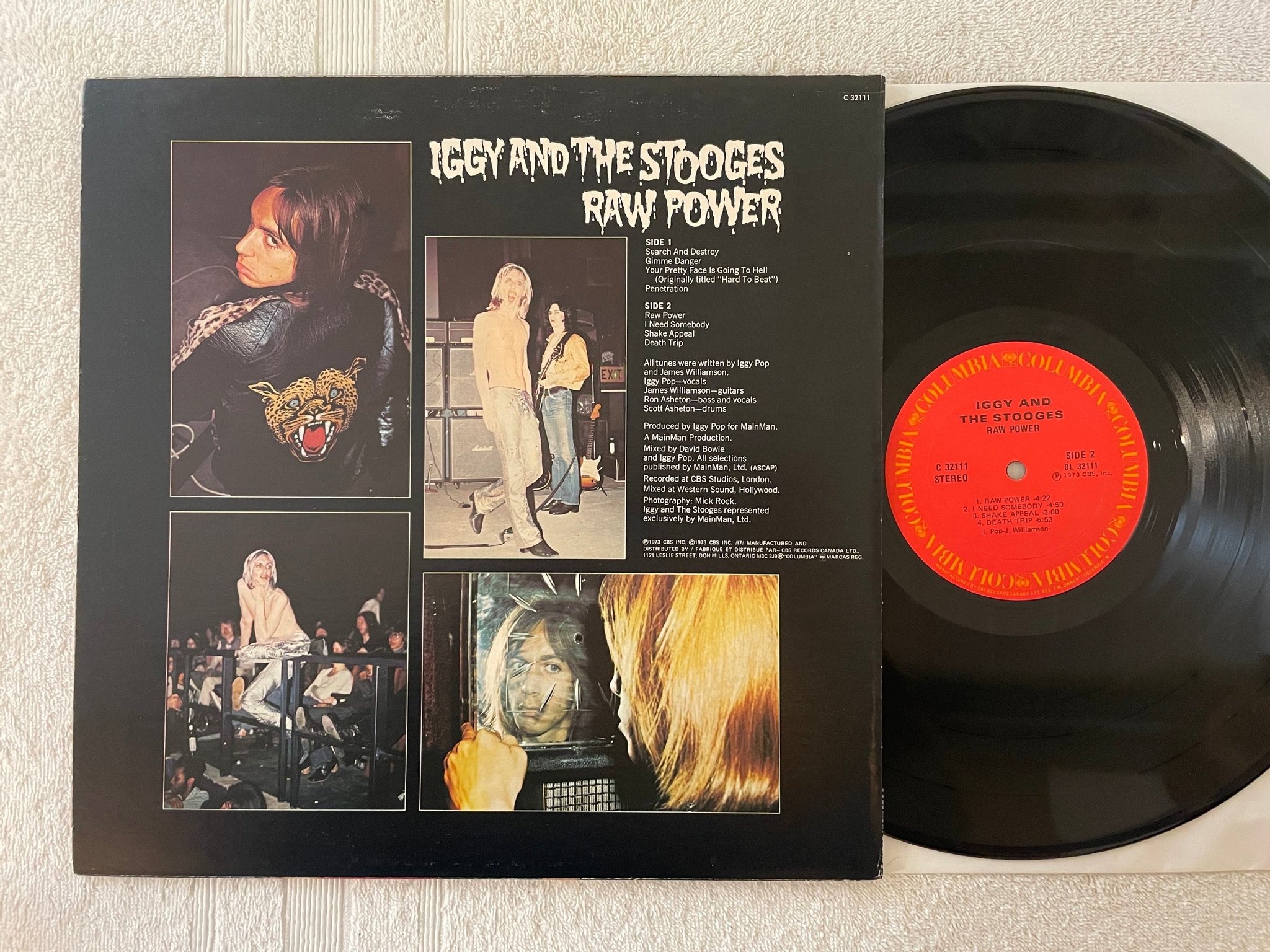Omslagsbild för skivan IGGY AND THE STOOGES raw power LP -73 Can COLUMBIA C 32111  ** classic **