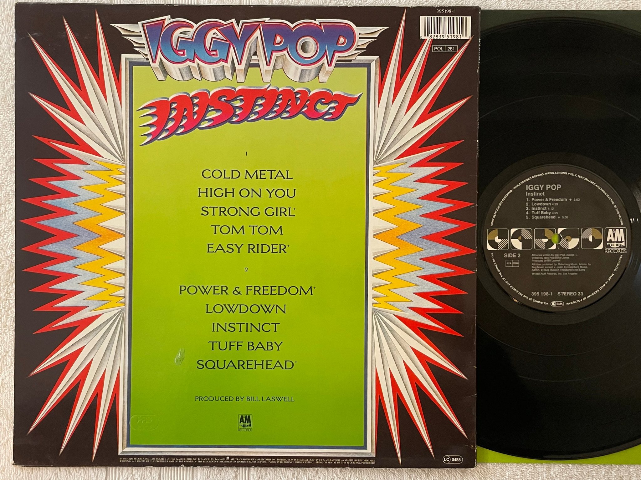 Omslagsbild för skivan IGGY POP instinct LP -88 Ger A&M 395198-1