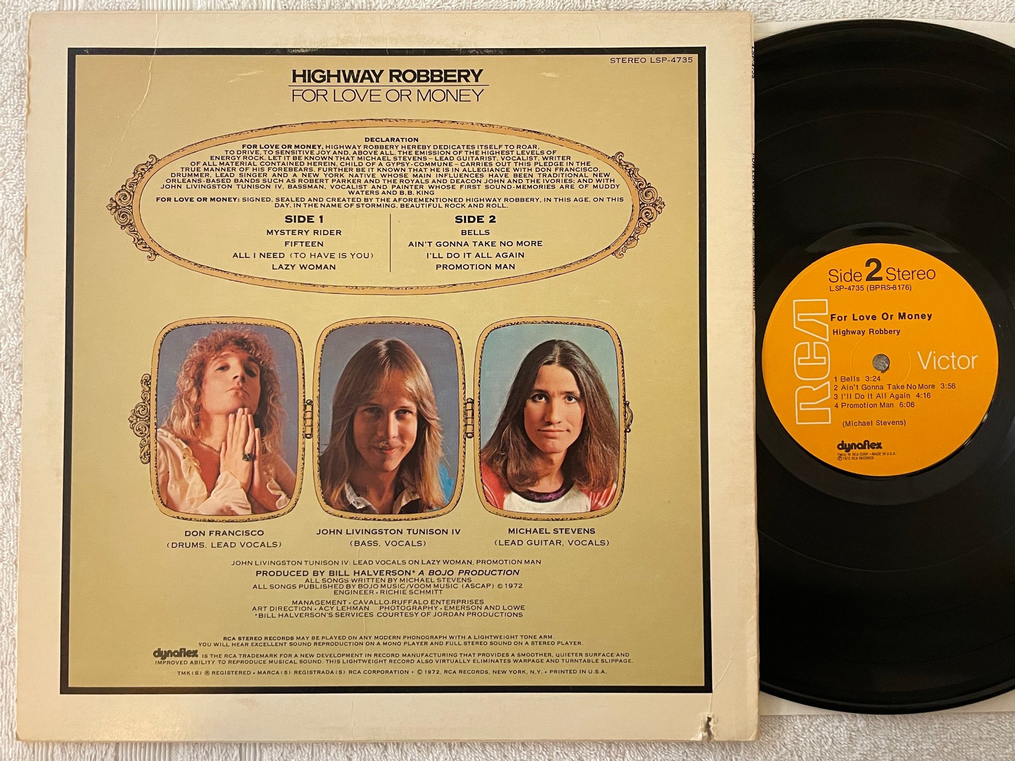 Omslagsbild för skivan HIGHWAY ROBBERY for love or money LP -72 US RCA LSP 4735 