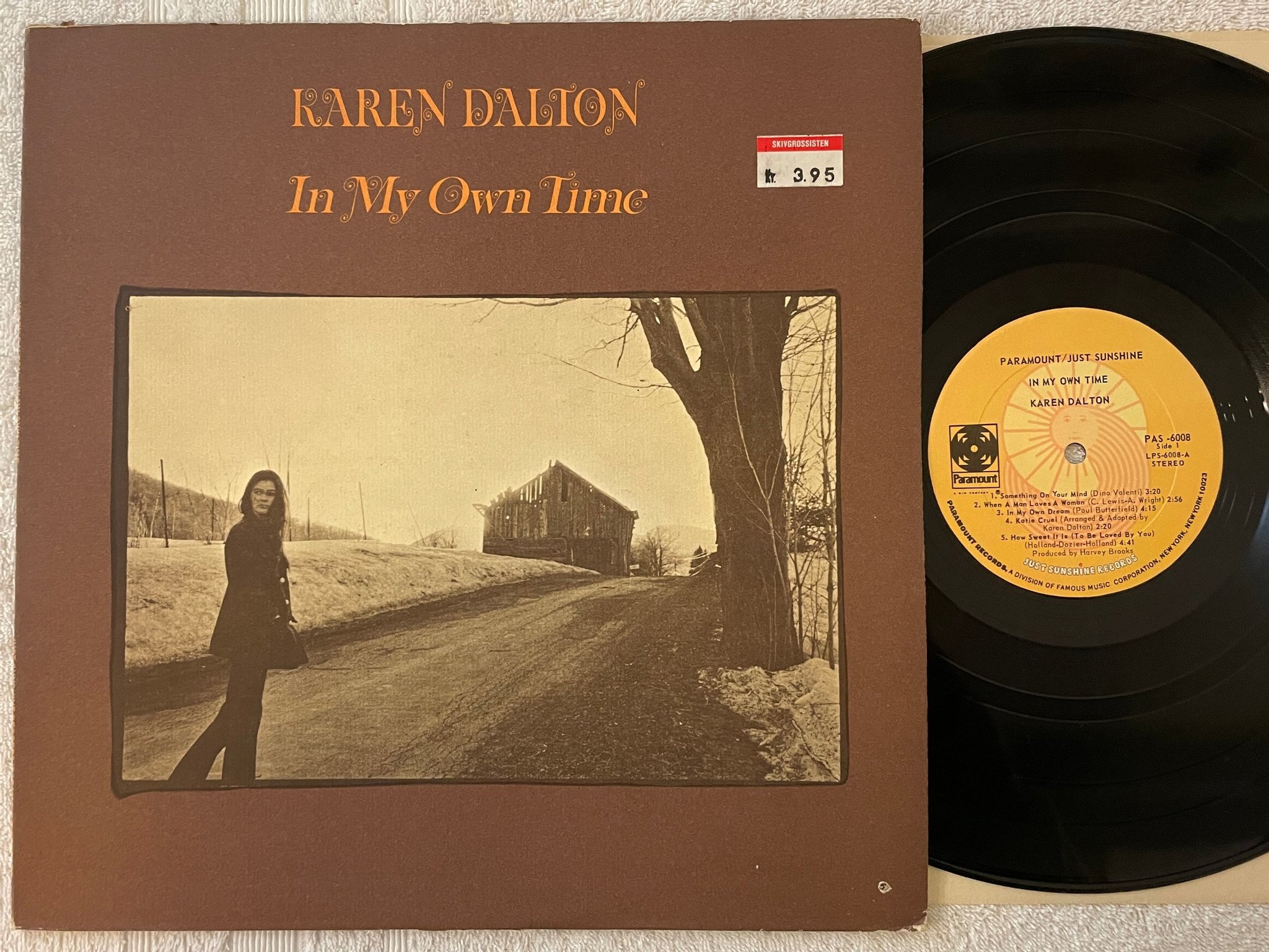 Omslagsbild för skivan KAREN DALTON in my own time LP -71 US PARAMOUNT PAS 6008 " rare folk "  