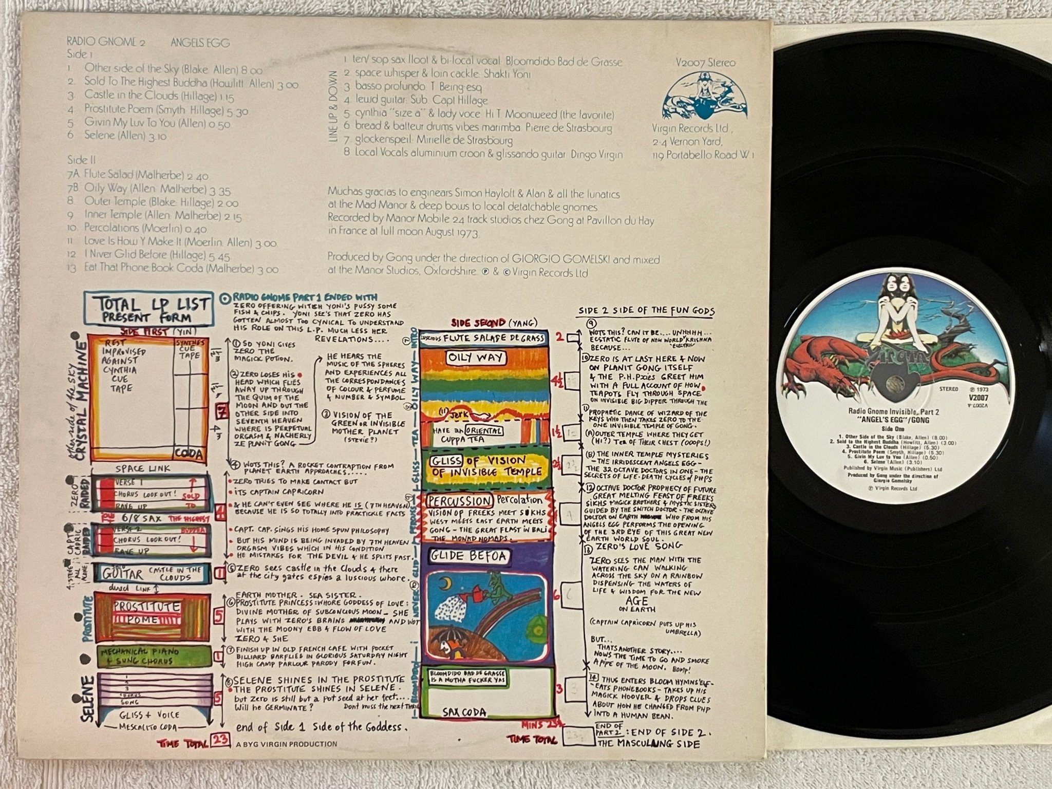 Omslagsbild för skivan GONG angel's egg LP -73 UK VIRGIN V2007