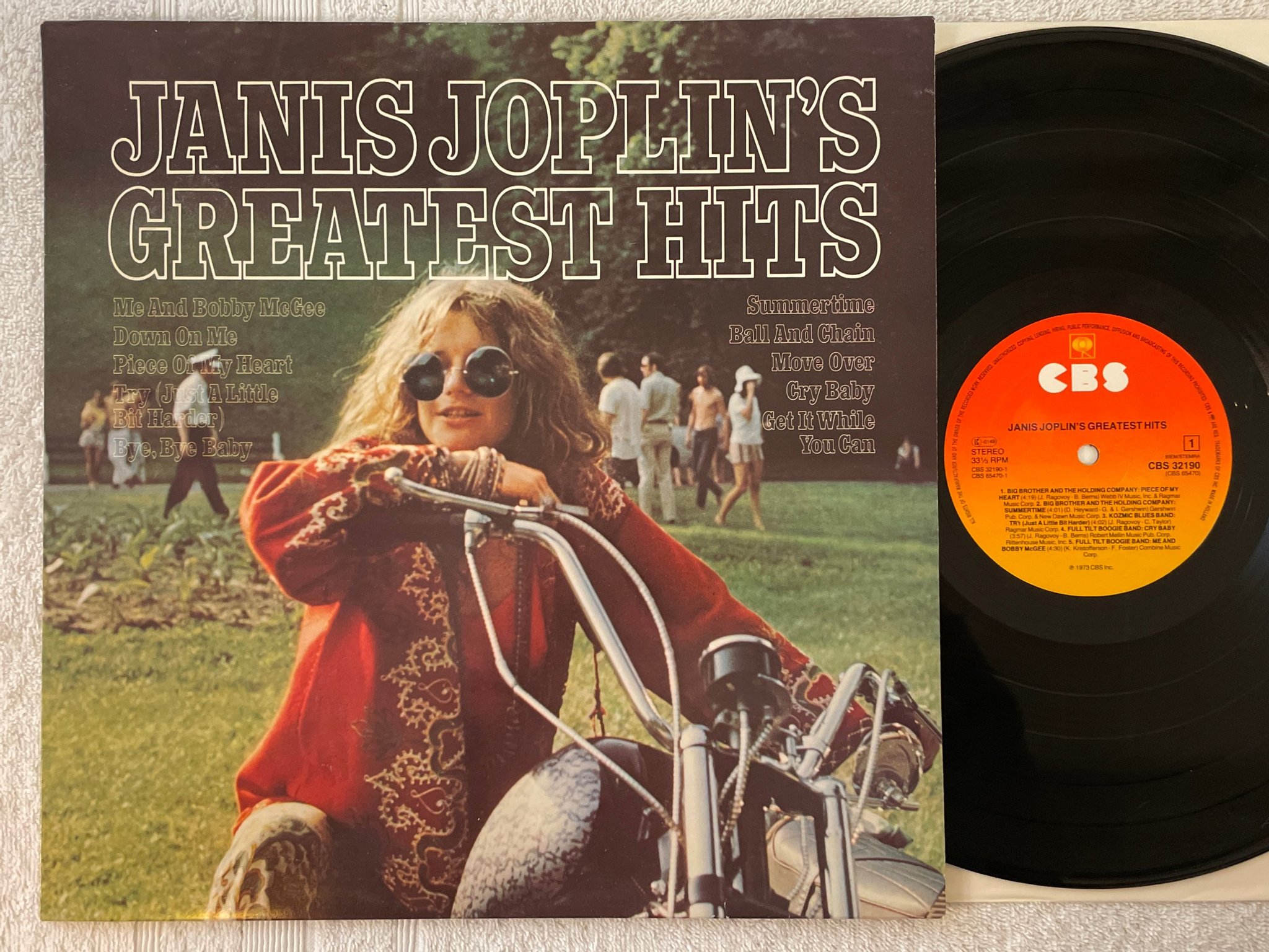 Omslagsbild för skivan JANIS JOPLIN greatest hits LP -73 Hol CBS 32190