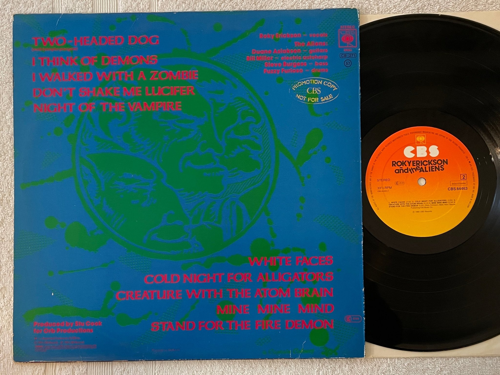 Omslagsbild för skivan ROKY ERICKSON AND THE ALIENS LP -80 Hol CBS 84463 ** RARE **