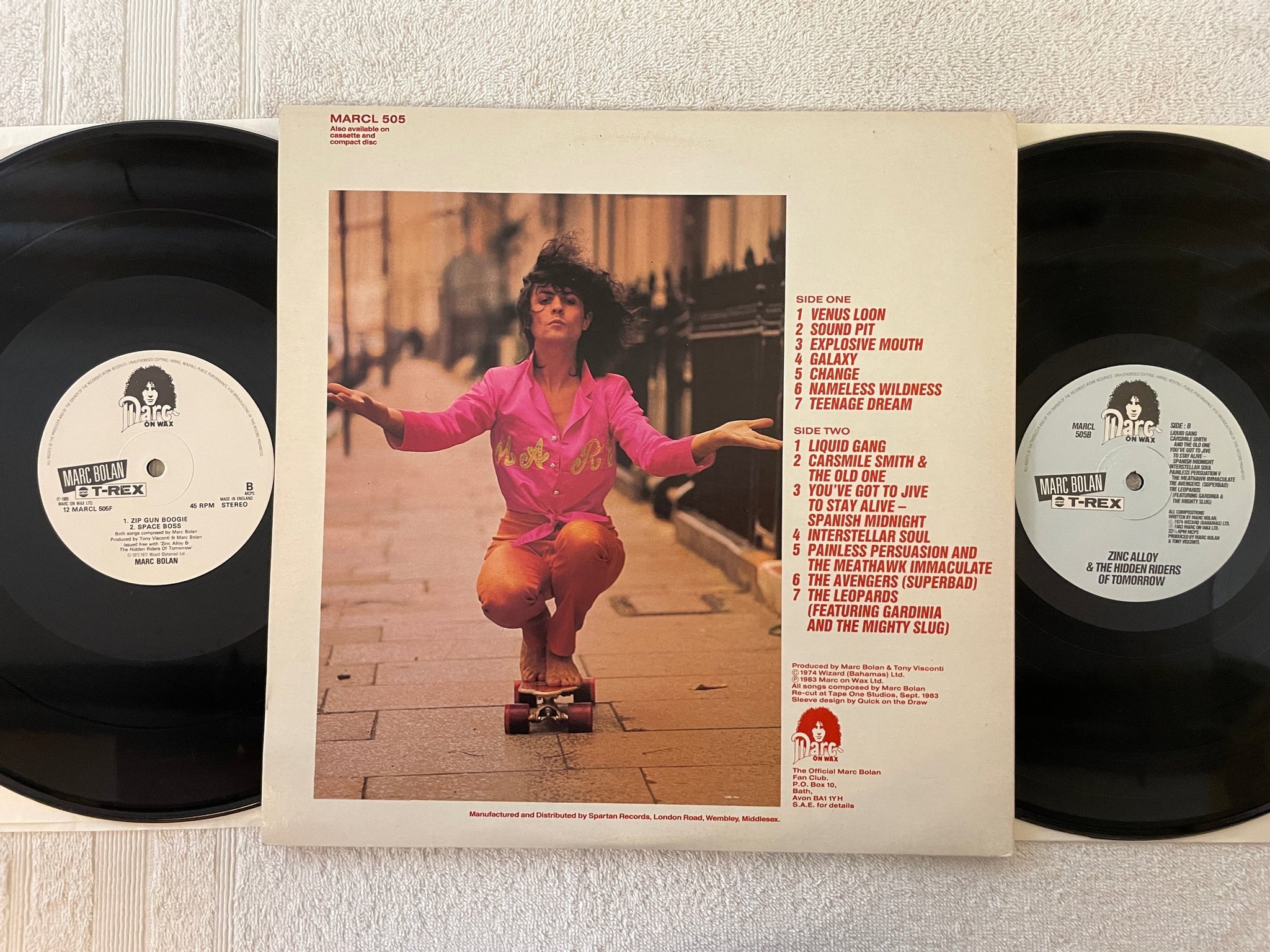 Omslagsbild för skivan marc bolan & t rex Zinc Alloy And The Hidden.. 2xLP -89 UK MARC ON WAX MARCL 505