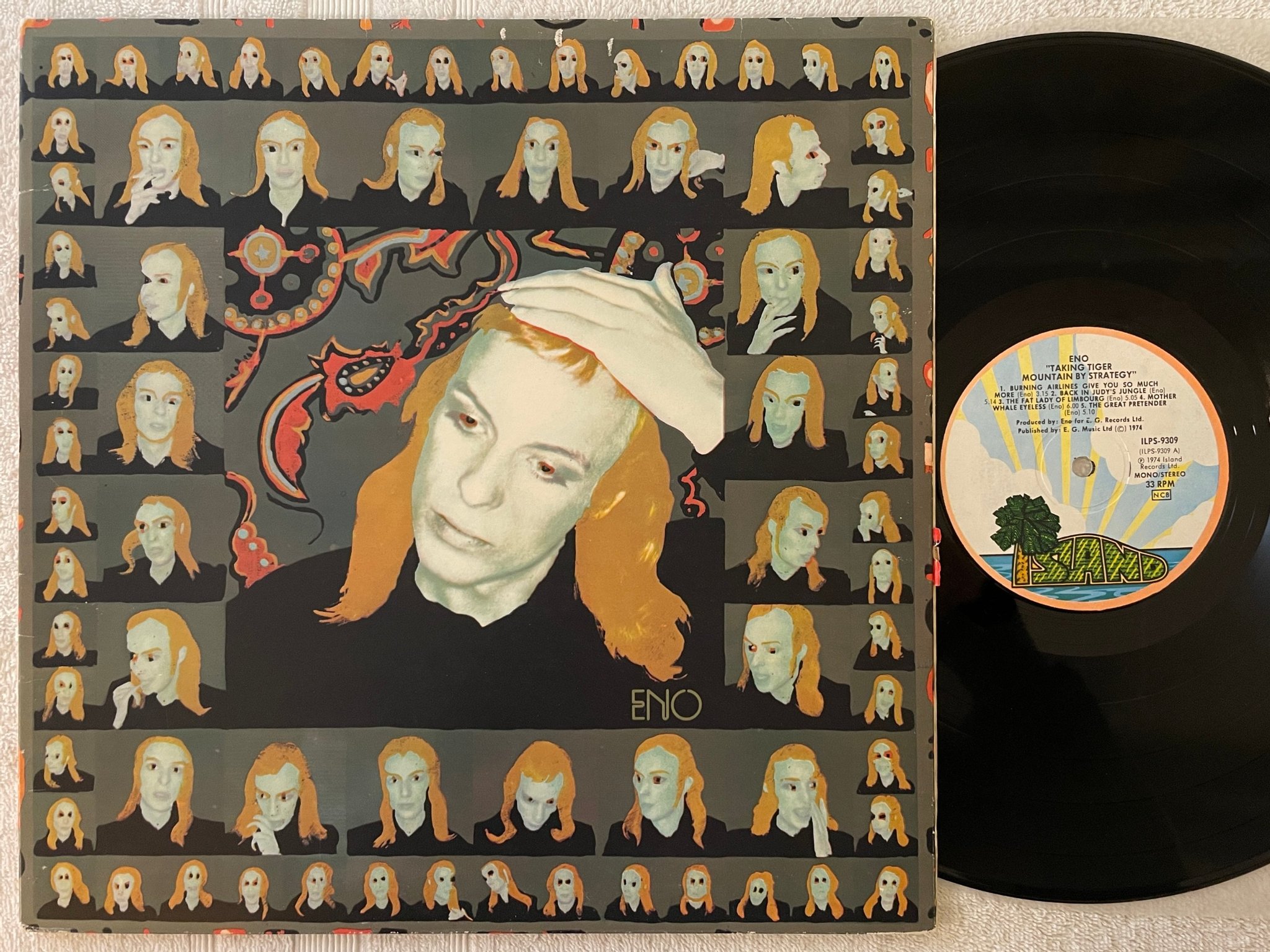 Omslagsbild för skivan ENO Taking Tiger Mountain LP -74 ncb ISLAND ILPS 9309 