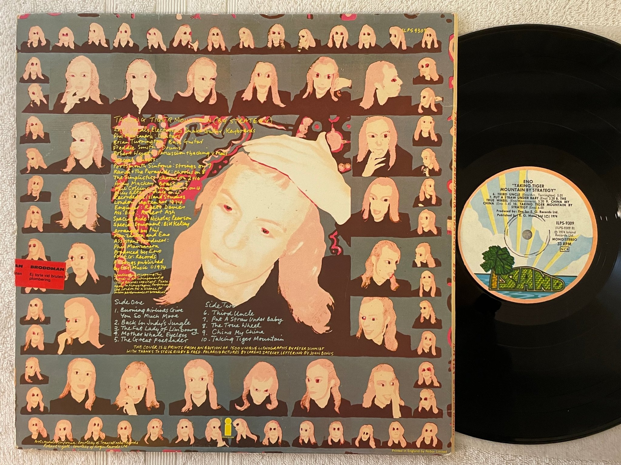 Omslagsbild för skivan ENO Taking Tiger Mountain LP -74 ncb ISLAND ILPS 9309 