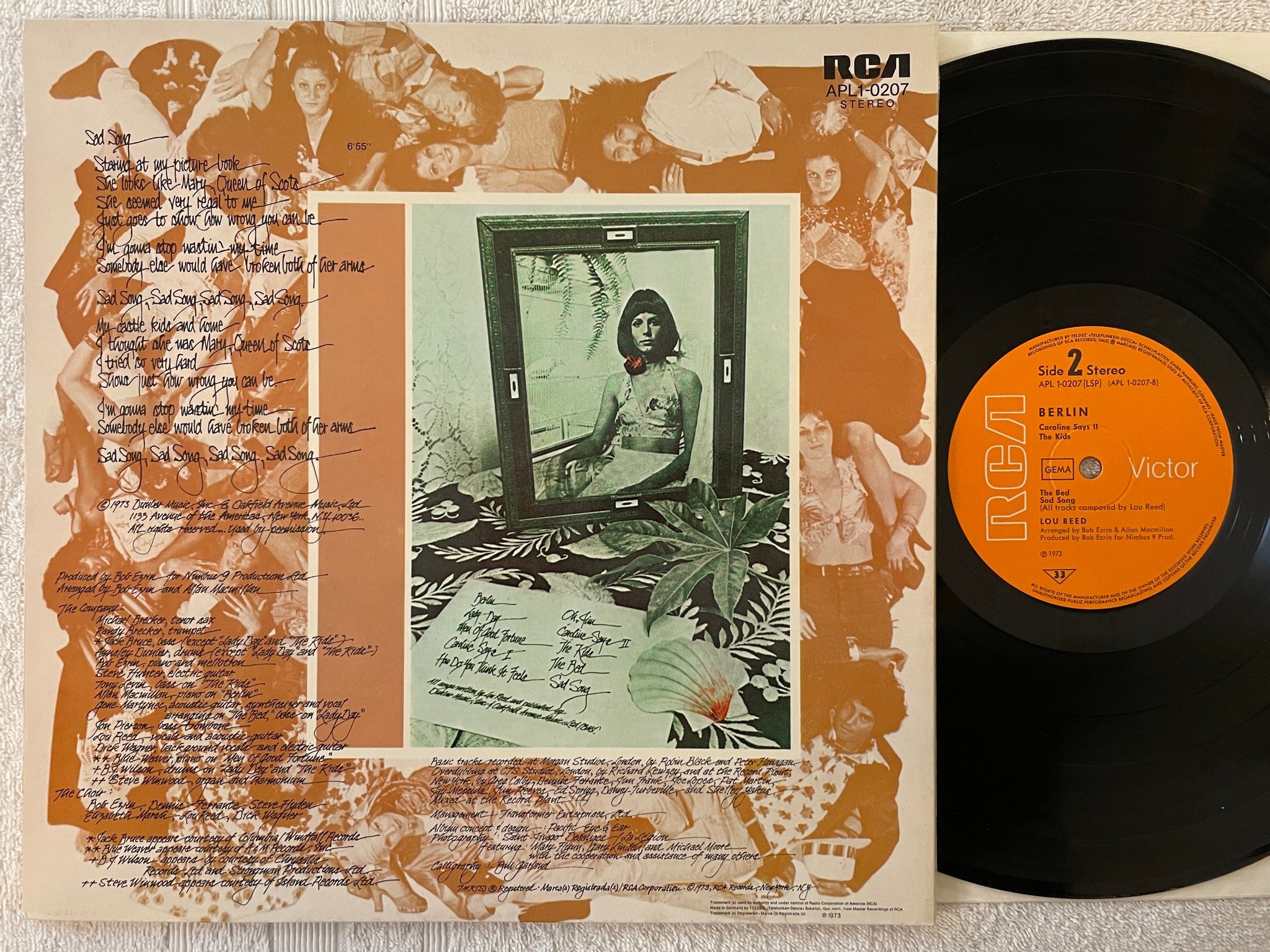 Omslagsbild för skivan LOU REED Berlin LP -73 Ger RCA APL 1-0207