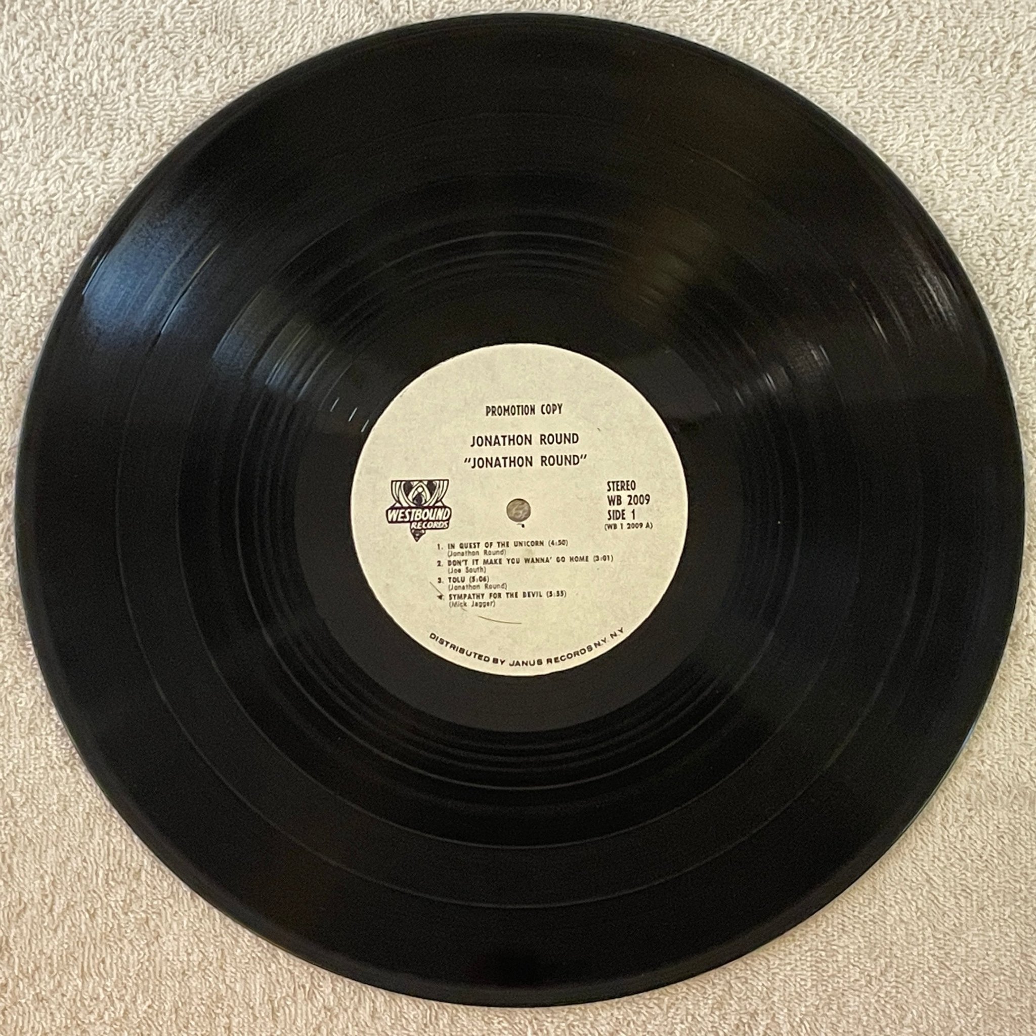 Omslagsbild för skivan JONATHON ROUND s/t LP -71 US WESTBOUND WB 2009 promo 