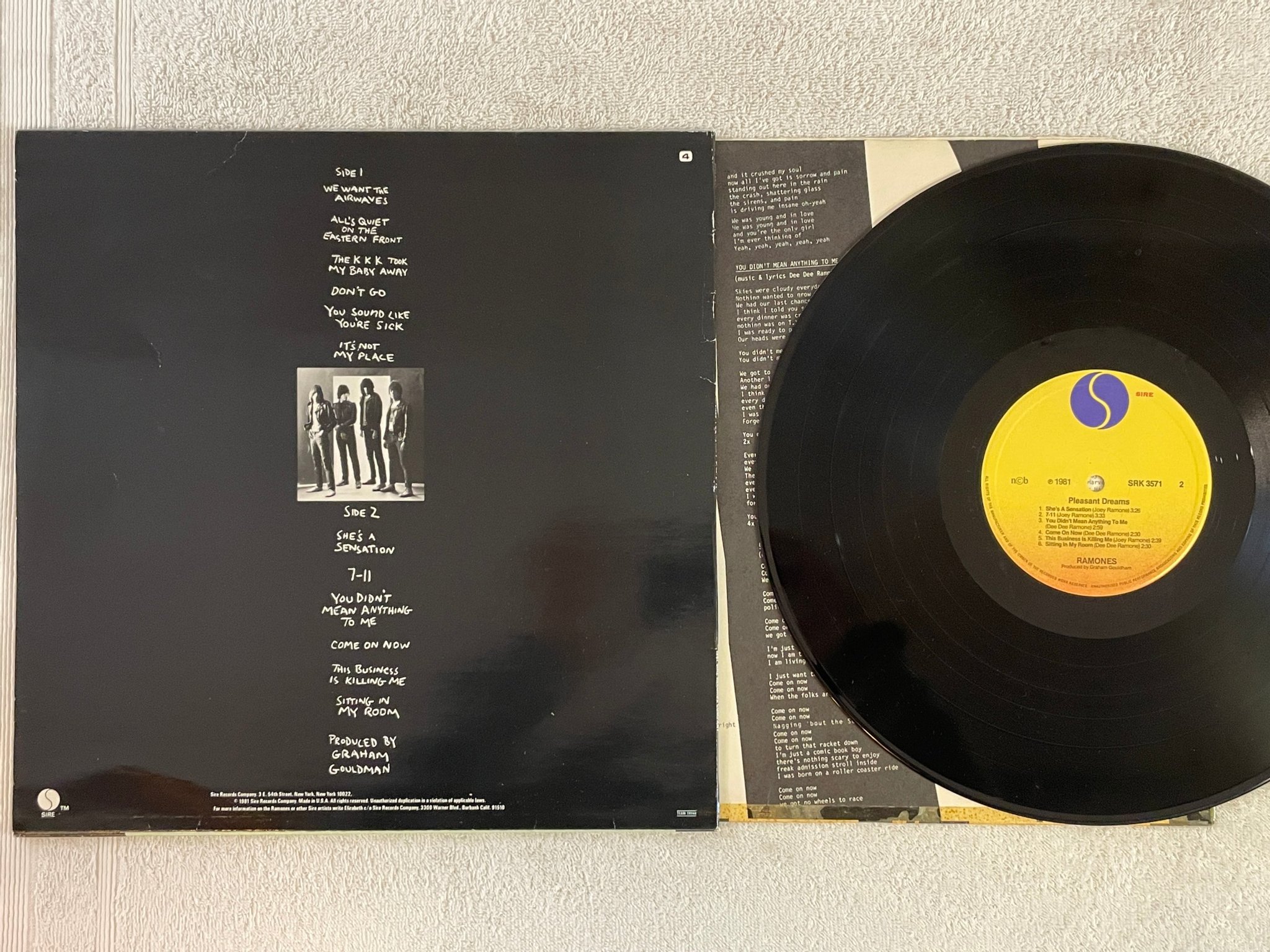 Omslagsbild för skivan RAMONES pleasant LP -81 ncb SIRE SRK 3571 