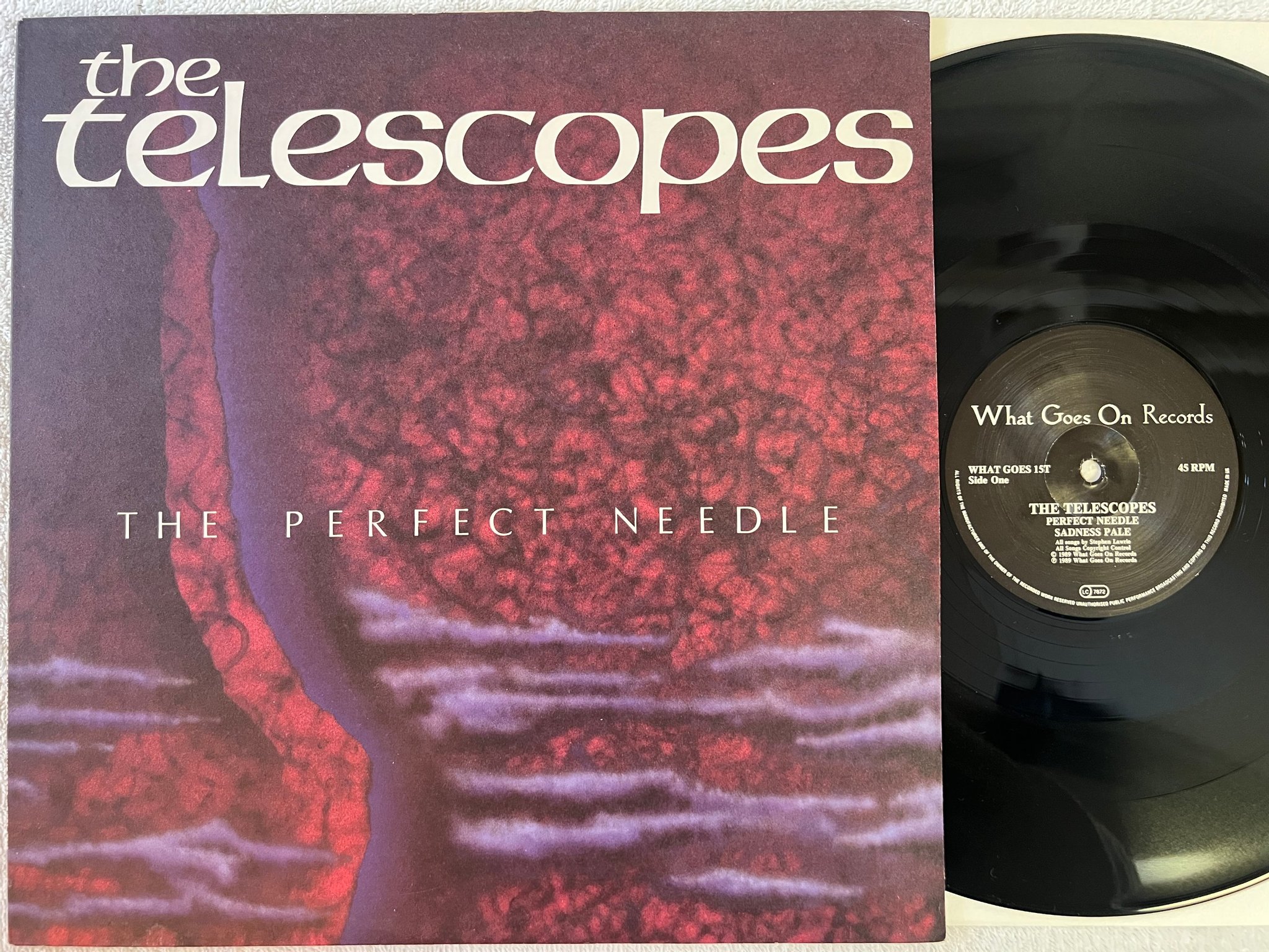 Omslagsbild för skivan THE TELESCOPES the perfect needle 12"ep -89 UK WHAT GOES 15T garage rock