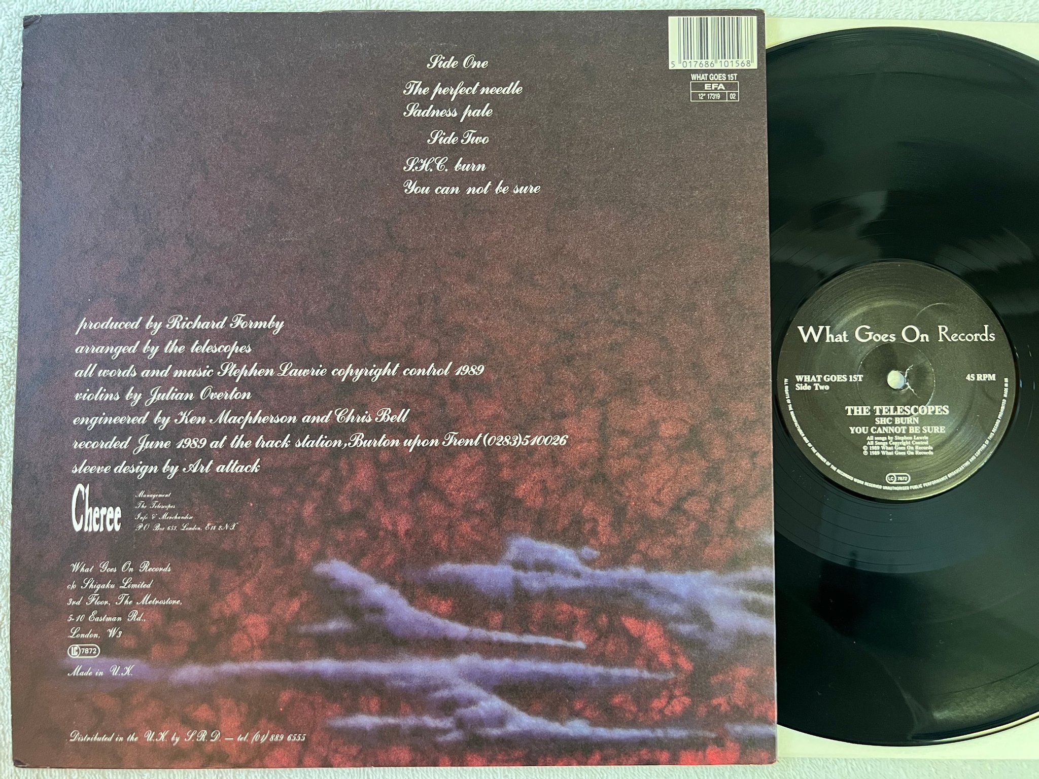 Omslagsbild för skivan THE TELESCOPES the perfect needle 12"ep -89 UK WHAT GOES 15T garage rock