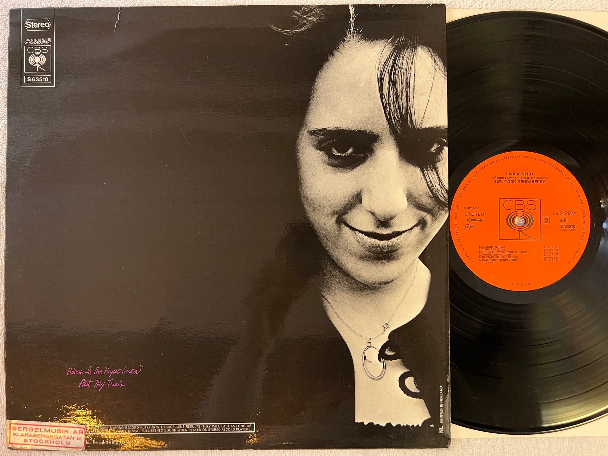 Omslagsbild för skivan LAURA NYRO New York tendaberry LP -69 Hol CBS S 63510