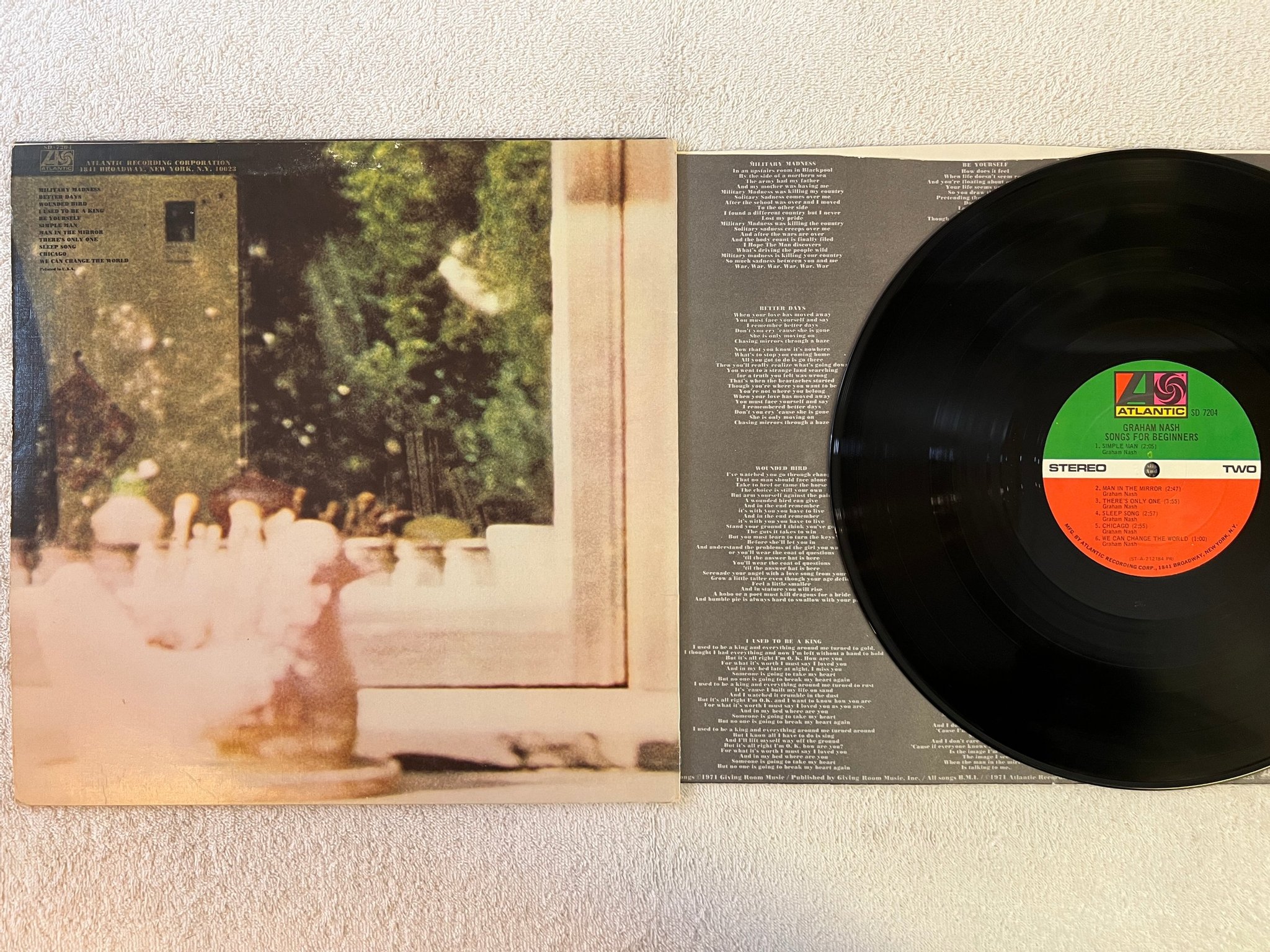 Omslagsbild för skivan GRAHAM NASH songs for beginners LP US ATLANTIC SD 7204