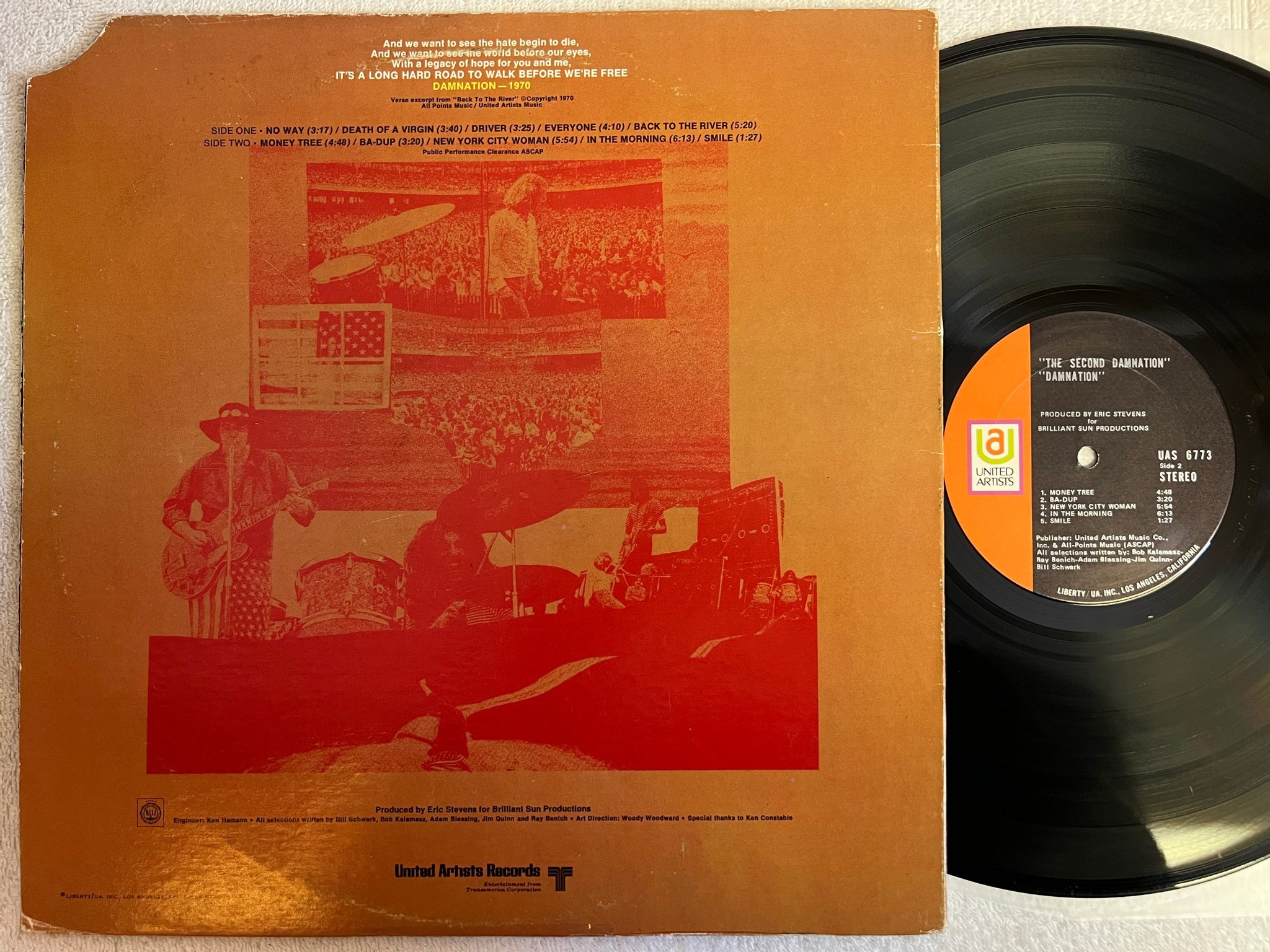 Omslagsbild för skivan DAMNATION OF ADAM BLESSING the second damnation LP -70 US UAS 6773 acid rock