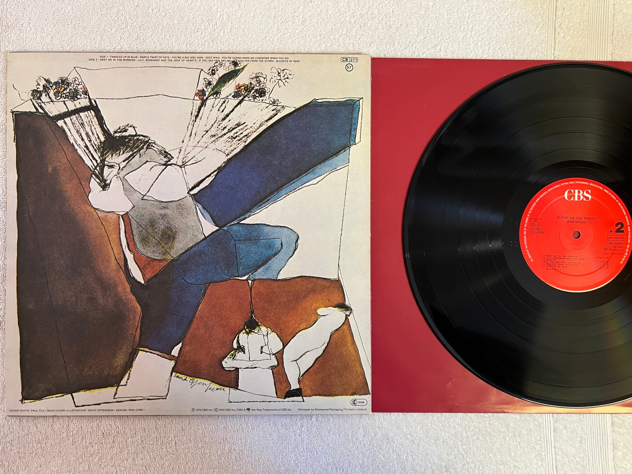 Omslagsbild för skivan BOB DYLAN blood on the tracks LP  Hol CBS 69097