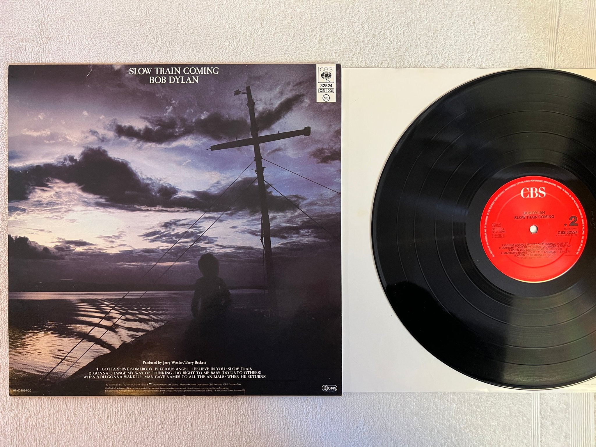 Omslagsbild för skivan BOB DYLAN slow train coming LP  Hol CBS 32524