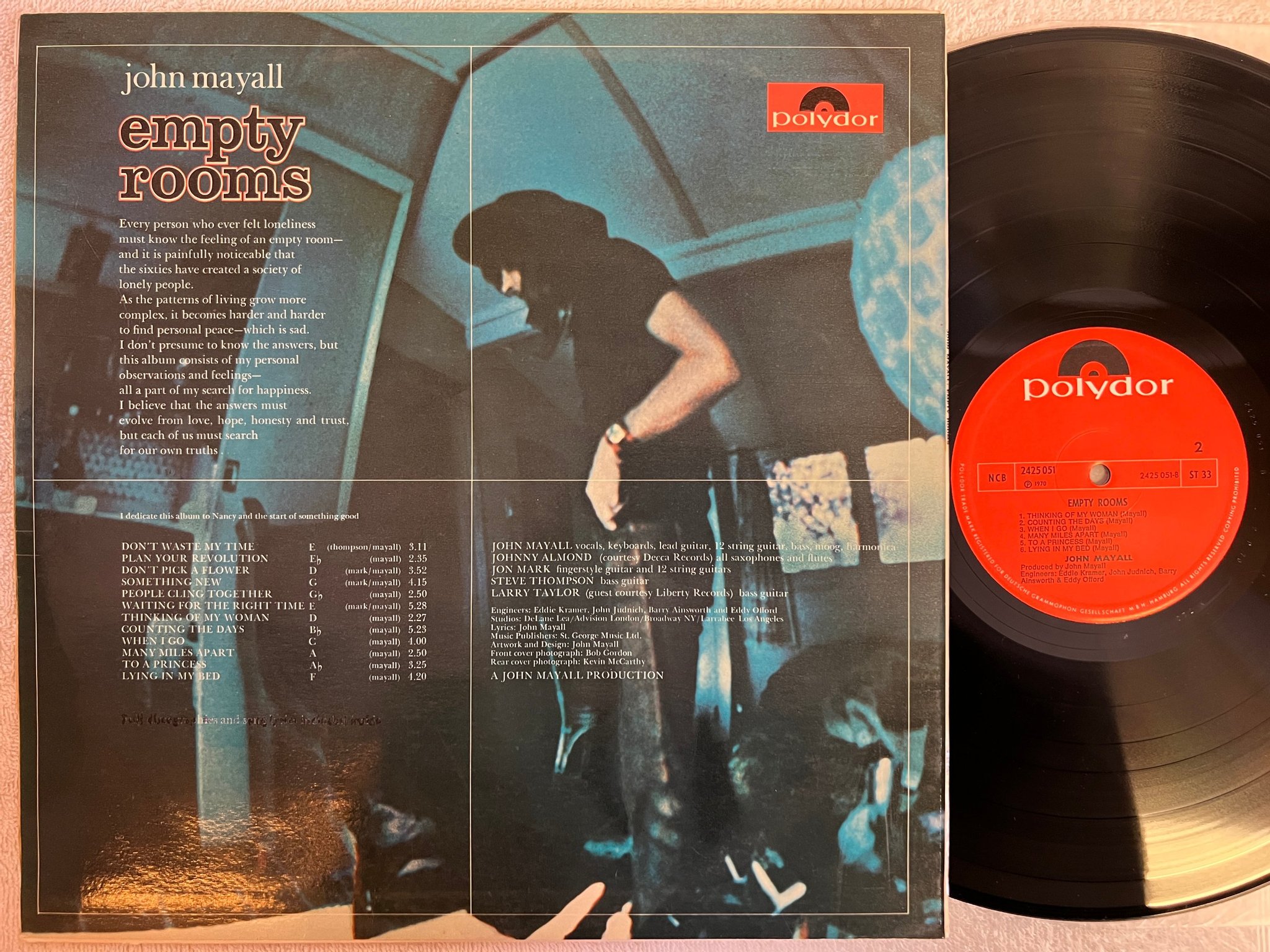 Omslagsbild för skivan JOHN MAYALL empty rooms LP -70 ncb POLYDOR 2425 051