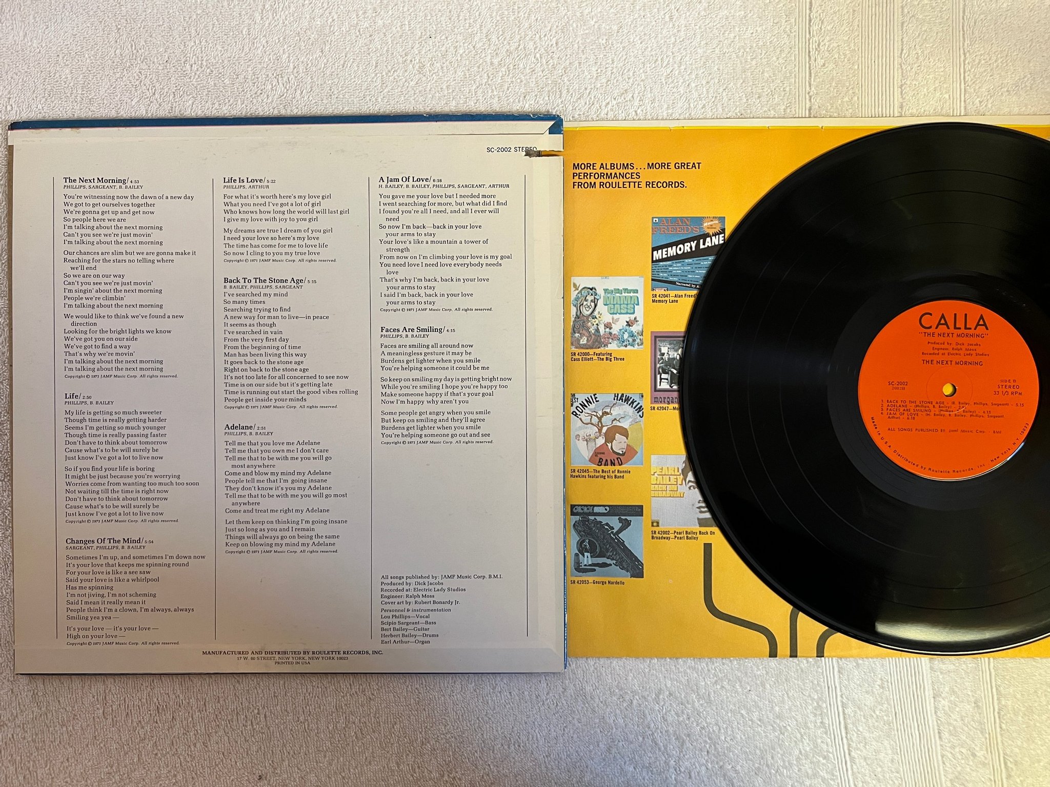 Omslagsbild för skivan THE NEXT MORNING s/t LP -71 US CALLA SC-2002 psych rock / funk RARE !!