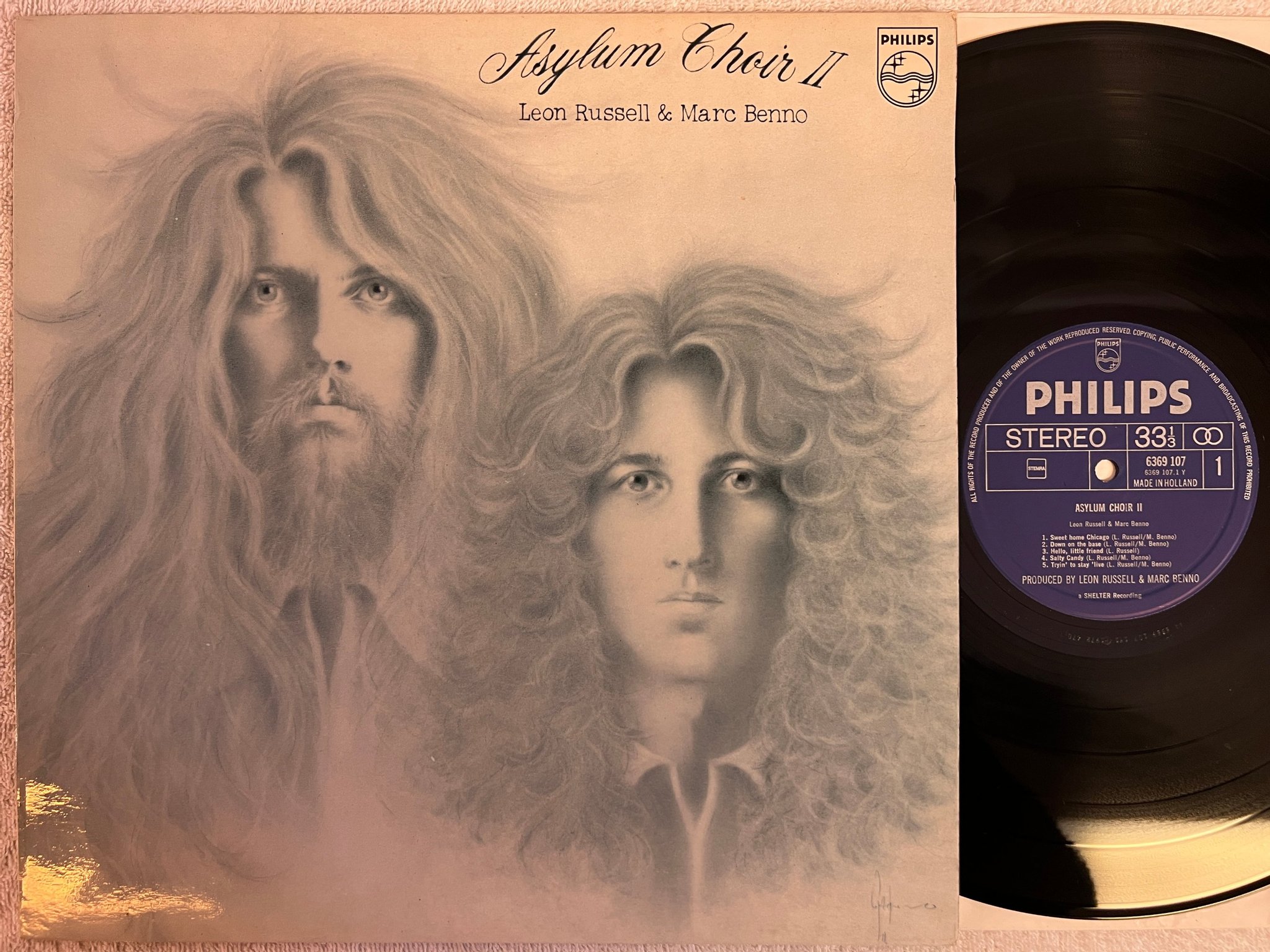 Omslagsbild för skivan LEON RUSSELL & MARC BENNO asylum choir II LP -72 Hol SHELTER SW-8910