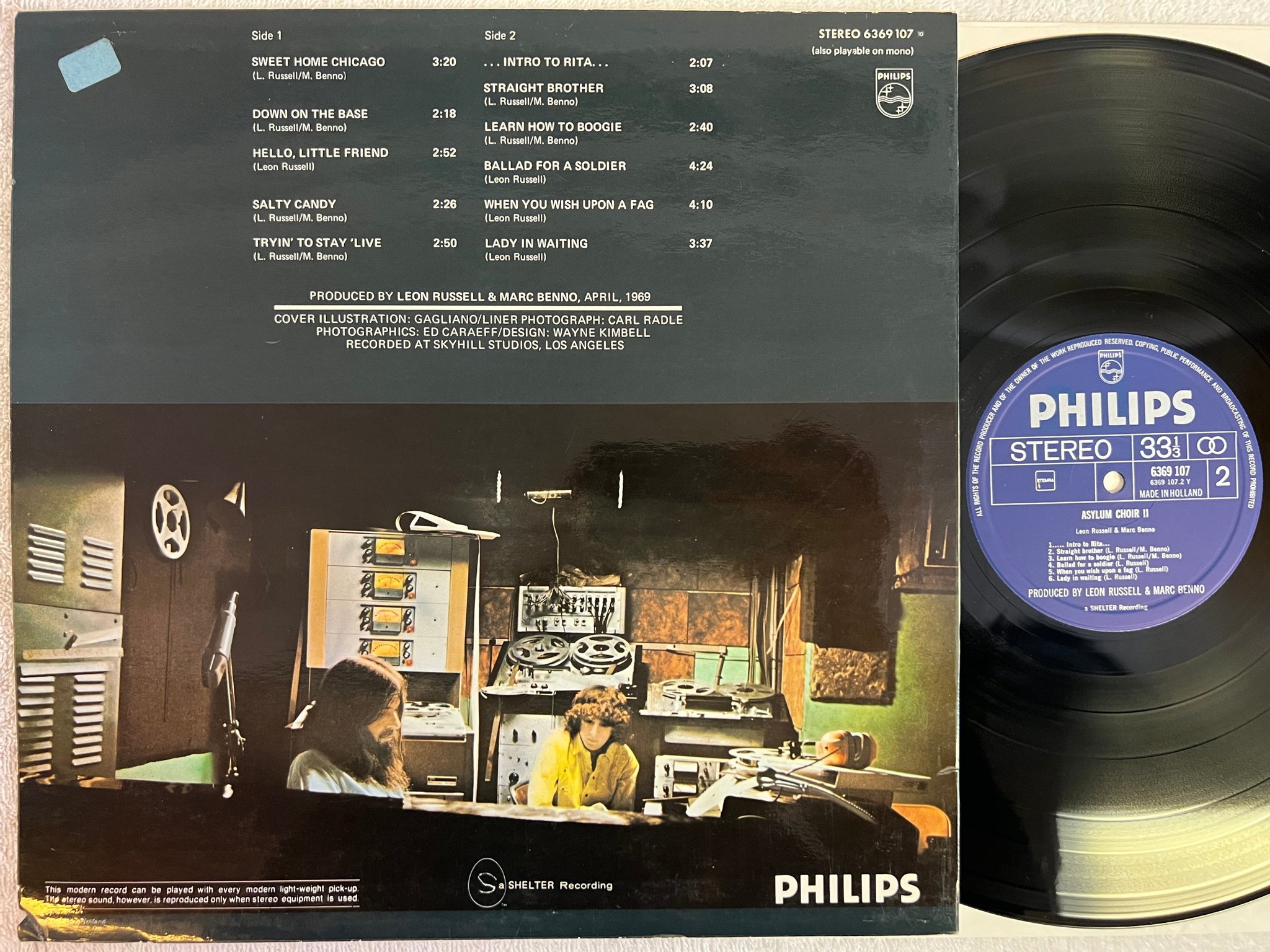 Omslagsbild för skivan LEON RUSSELL & MARC BENNO asylum choir II LP -72 Hol SHELTER SW-8910