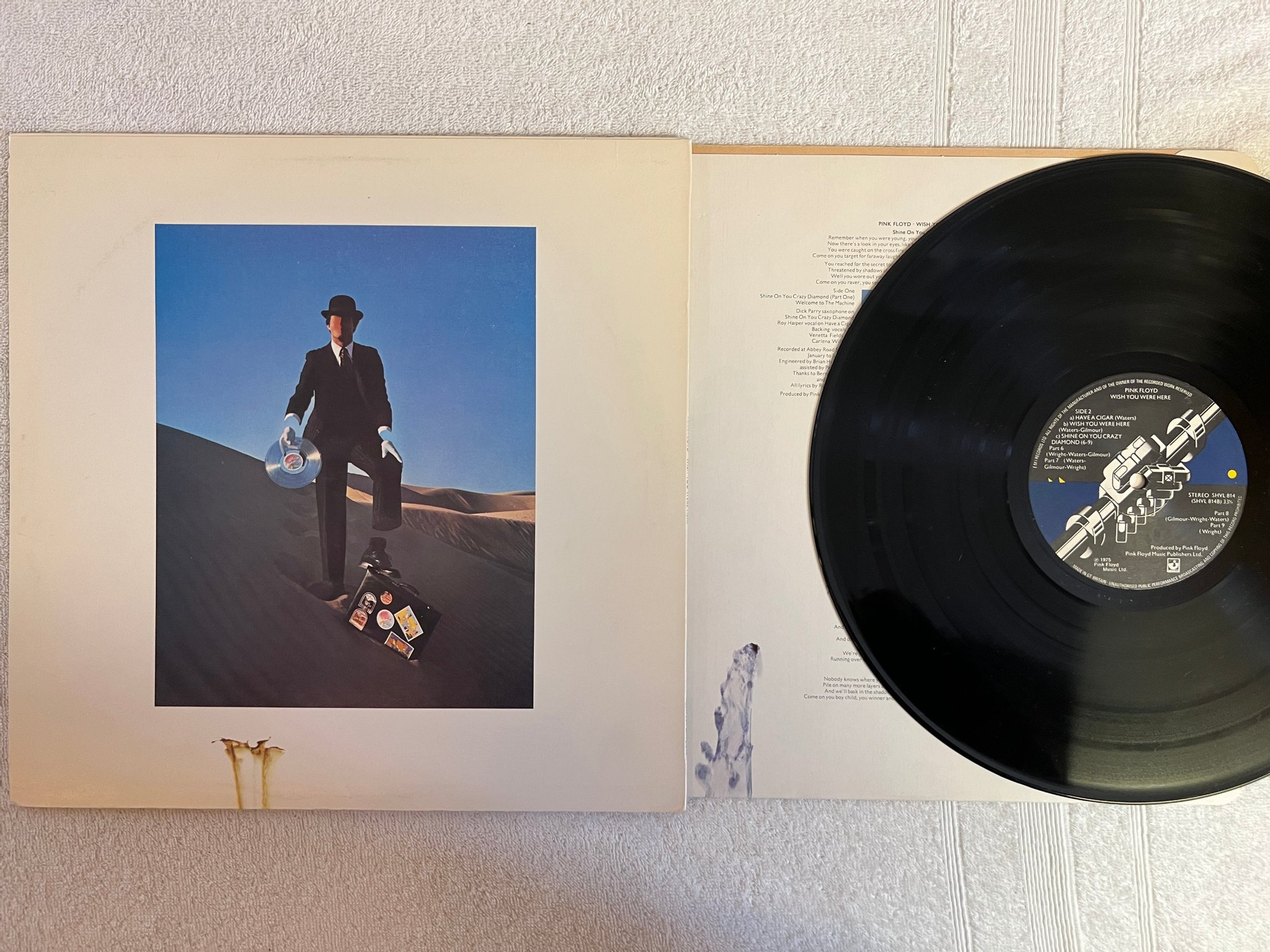 Omslagsbild för skivan PINK FLOYD wish you were here LP -75 UK HARVEST SHVL 814