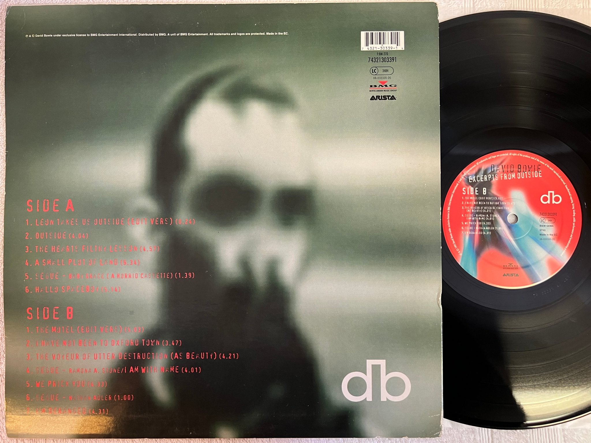 Omslagsbild för skivan DAVID BOWIE Excerpts From Outside LP -95 Eur ARISTA 74321303391 ** RARE **