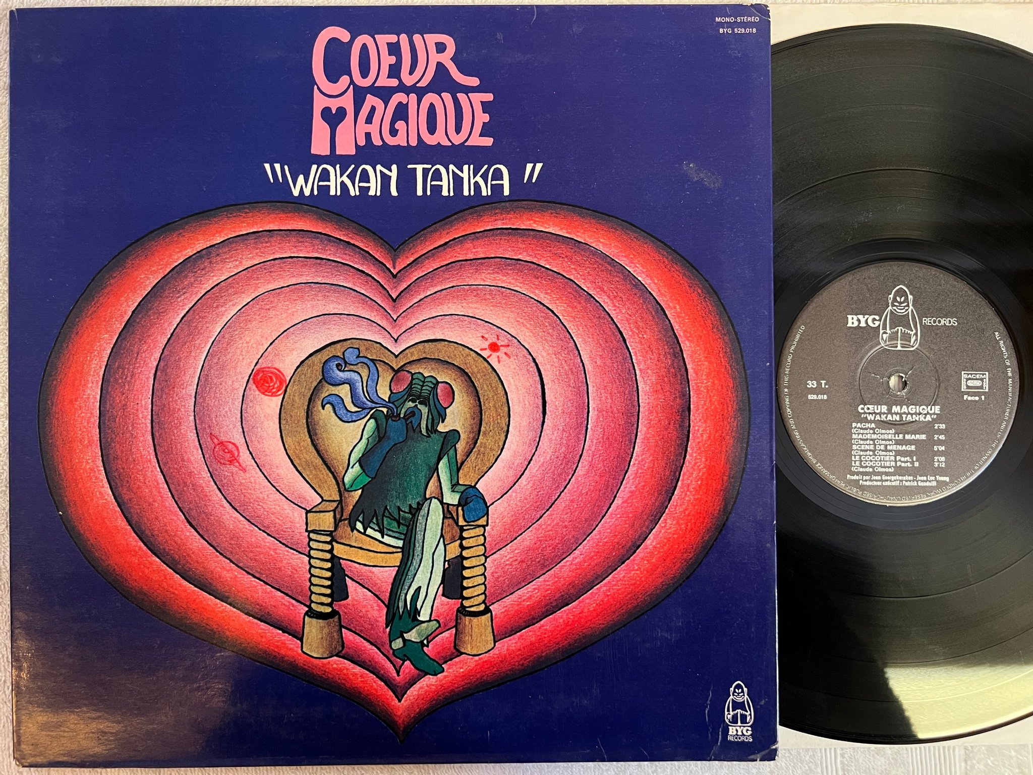 Omslagsbild för skivan COEUR MAGIQUE Wakan Tanka LP -71 Fra BYG 529.018 jazz prog