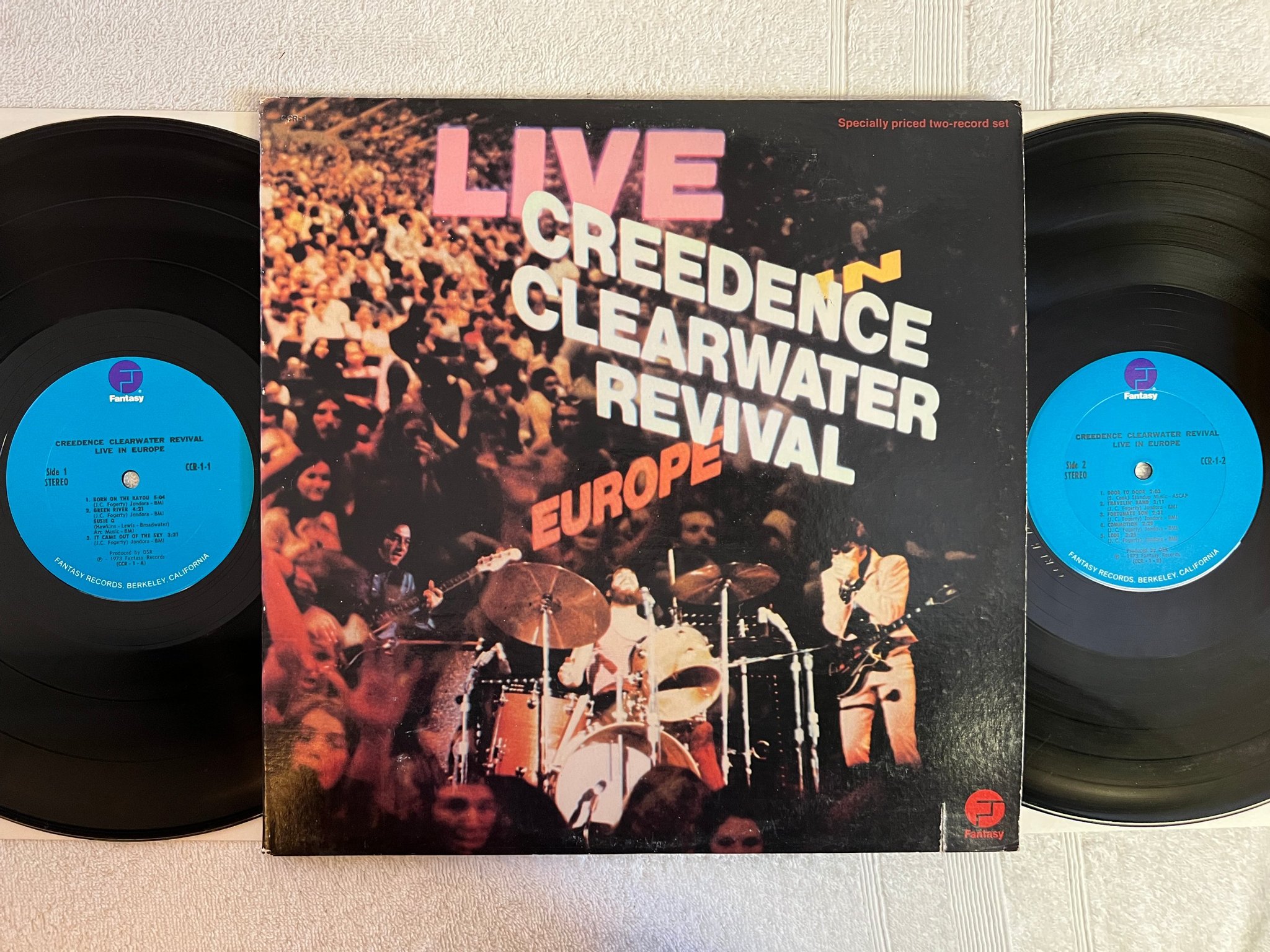 Omslagsbild för skivan CREEDENCE CLEARWATER REVIVAL Live In Europe 2xLP -73 US FANTASY  CCR-1