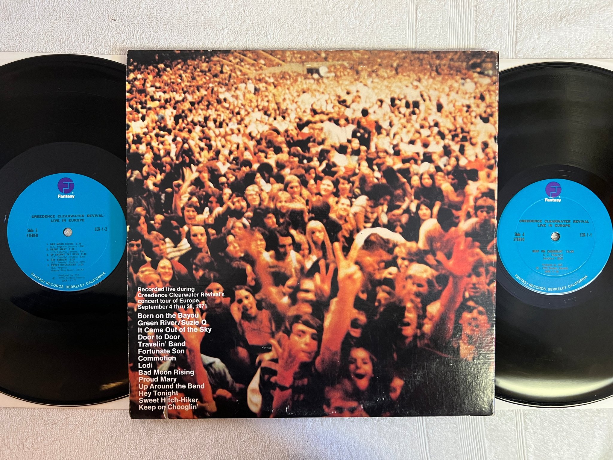 Omslagsbild för skivan CREEDENCE CLEARWATER REVIVAL Live In Europe 2xLP -73 US FANTASY  CCR-1