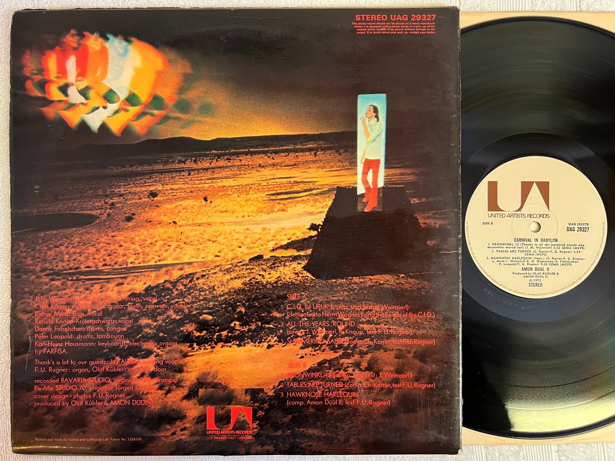 Omslagsbild för skivan AMON DÜÜL II Carnival In Babylon LP -72 UK UNITED ARTISTS UAG 29327