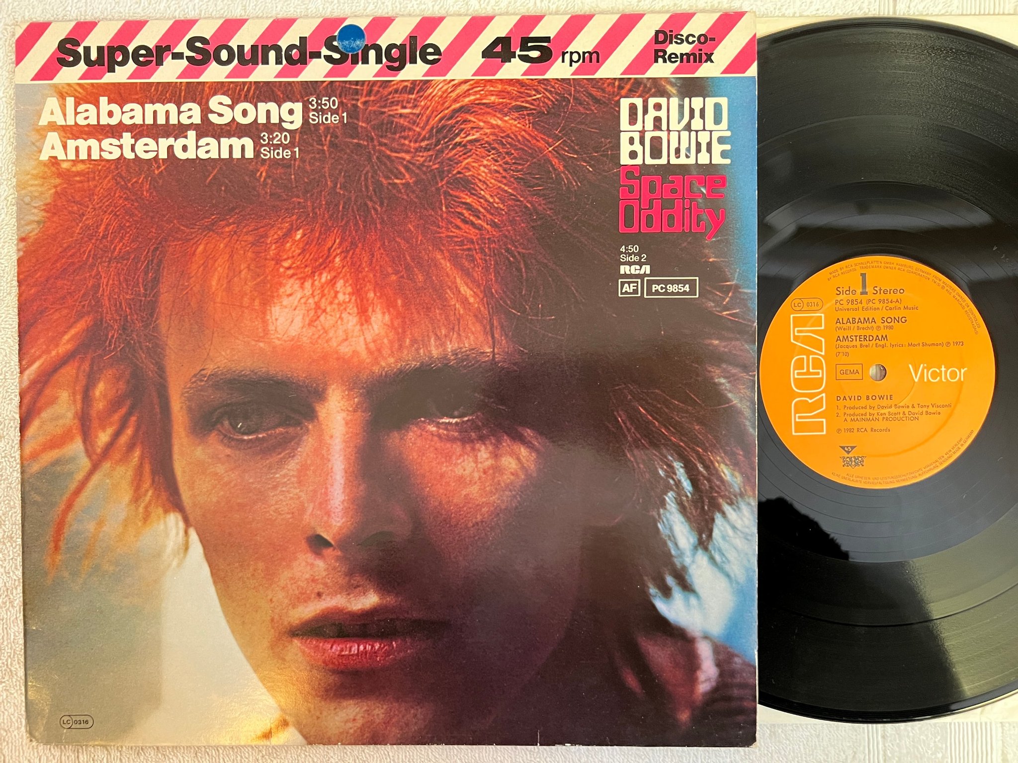 Omslagsbild för skivan DAVID BOWIE Alabama song 12"single -82 Ger RCA  PC 9854