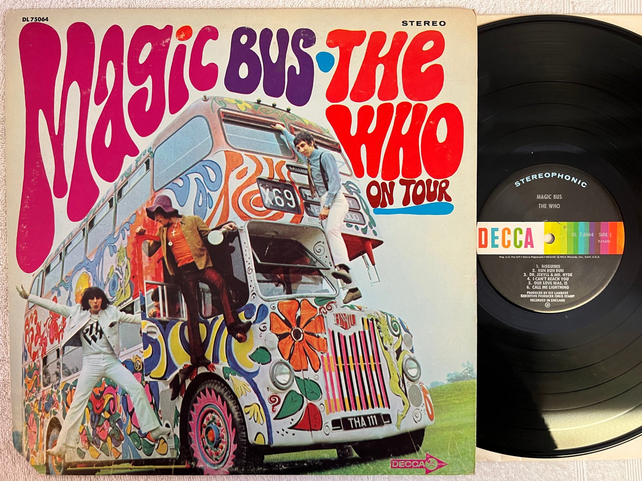 Omslagsbild för skivan THE WHO magic bus LP -68 US DECCA DL 75064 mod classic ! ! 