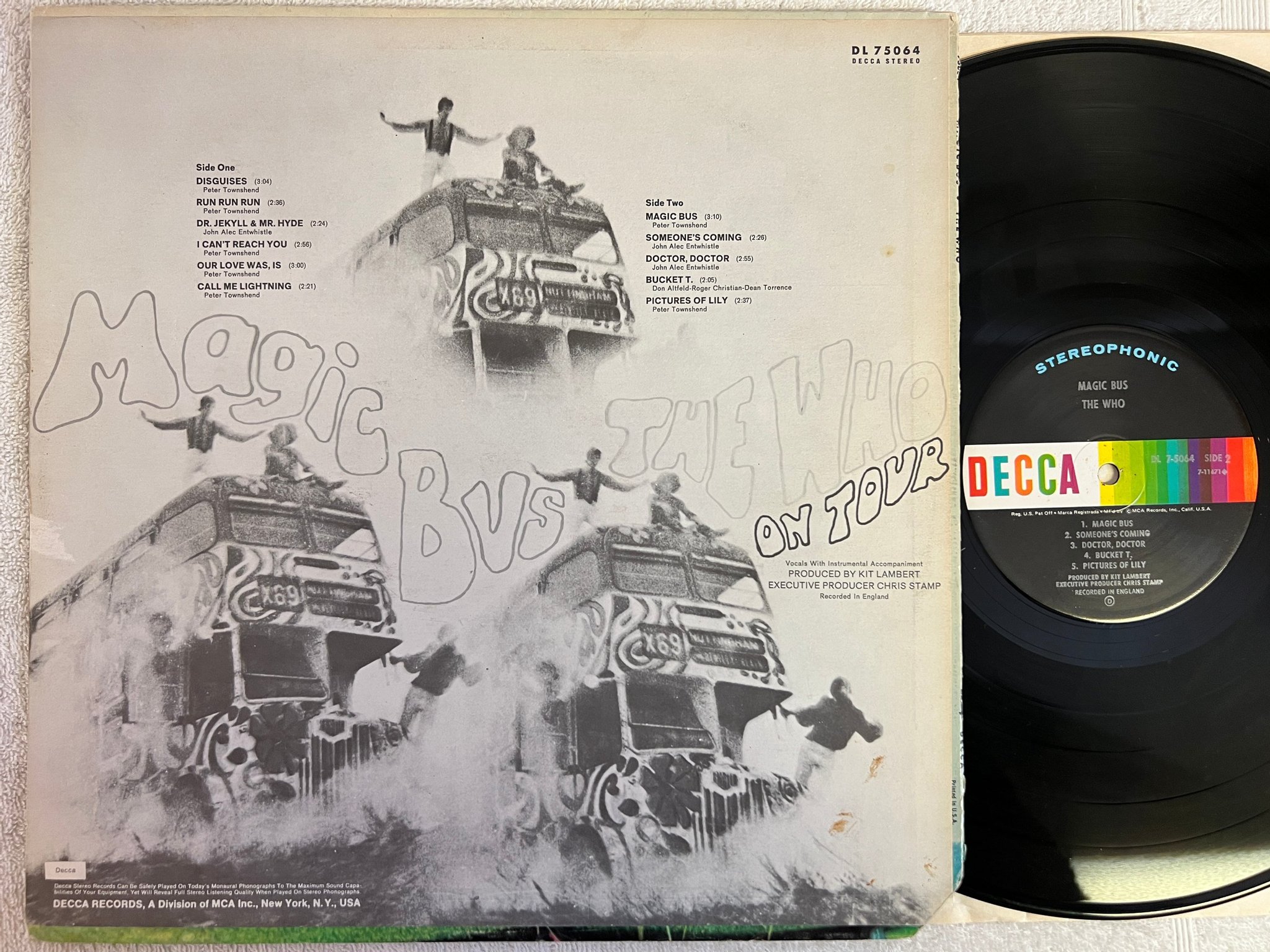 Omslagsbild för skivan THE WHO magic bus LP -68 US DECCA DL 75064 mod classic ! ! 