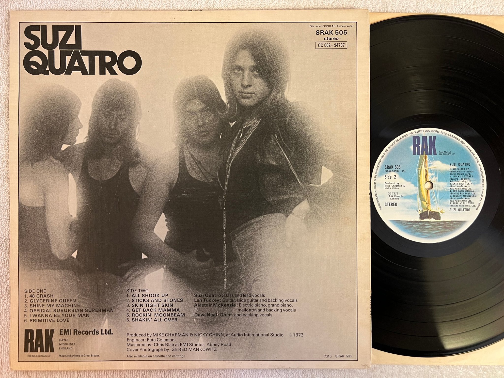 Omslagsbild för skivan SUZI QUATRO s/t LP -73 UK RAK SRAK 505 