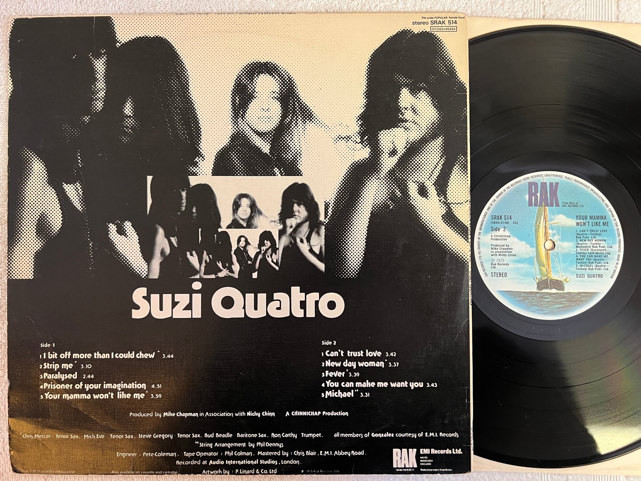 Omslagsbild för skivan SUZI QUATRO Your Mamma Won't Like Me LP -75 UK RAK SRAK 514