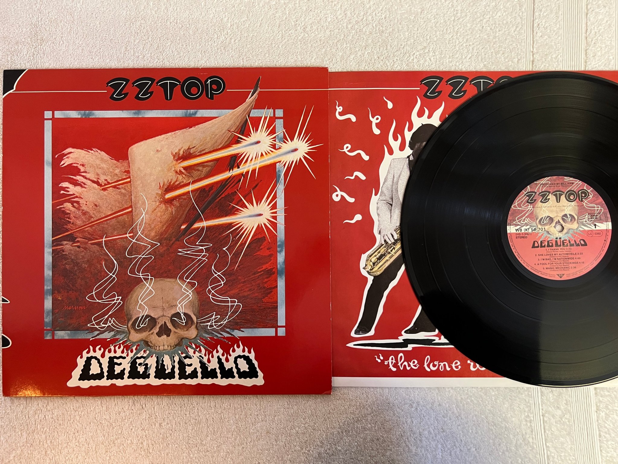 Omslagsbild för skivan ZZ TOP Degüello LP re Ger WARNER BROS WB (K) 56 701