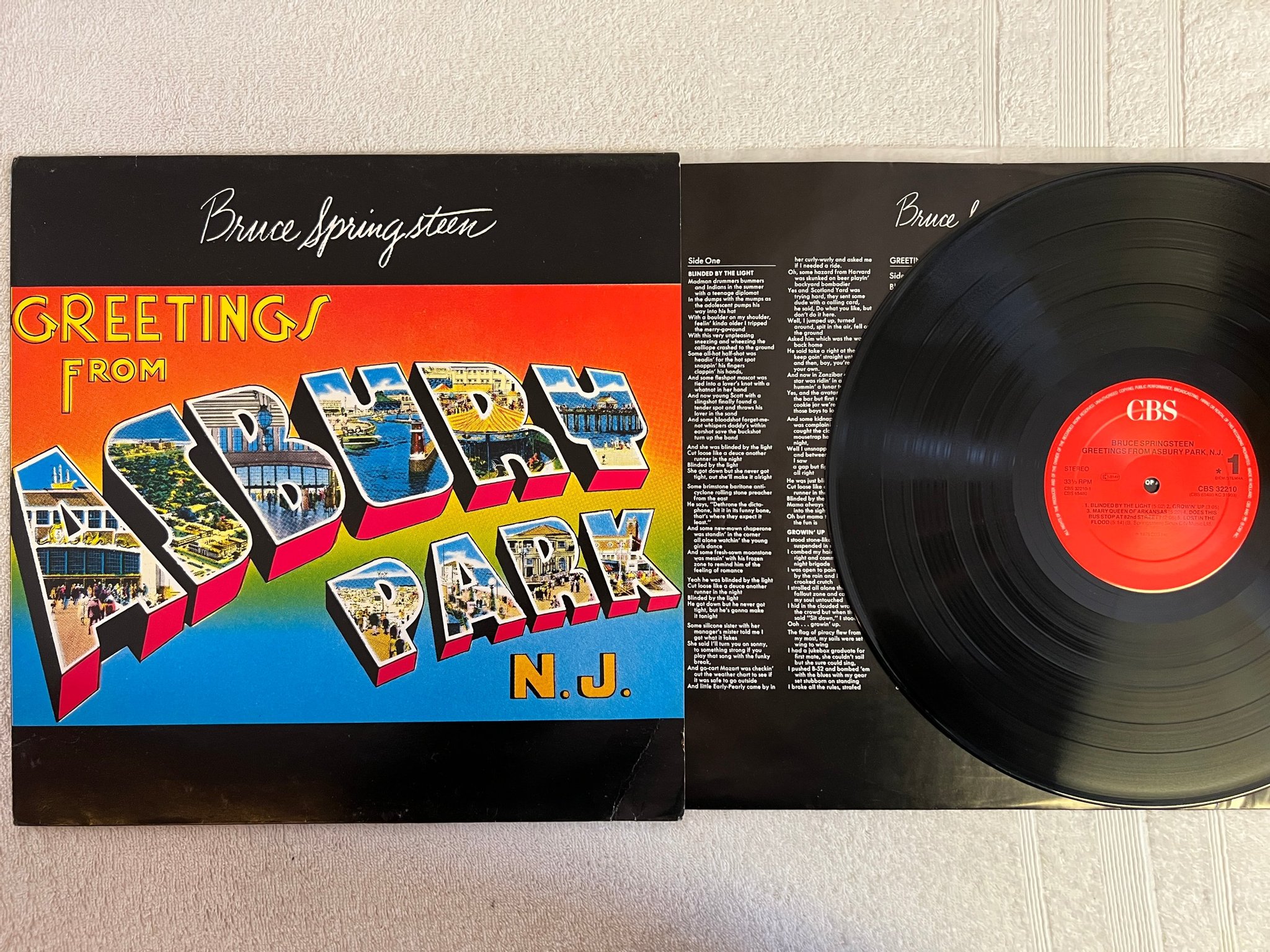 Omslagsbild för skivan BRUCE SPRINGSTEEN greetings from Asbury Park LP Hol CBS 32210 