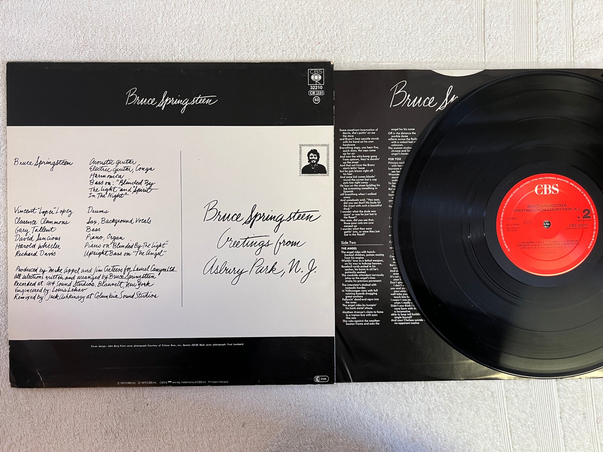 Omslagsbild för skivan BRUCE SPRINGSTEEN greetings from Asbury Park LP Hol CBS 32210 