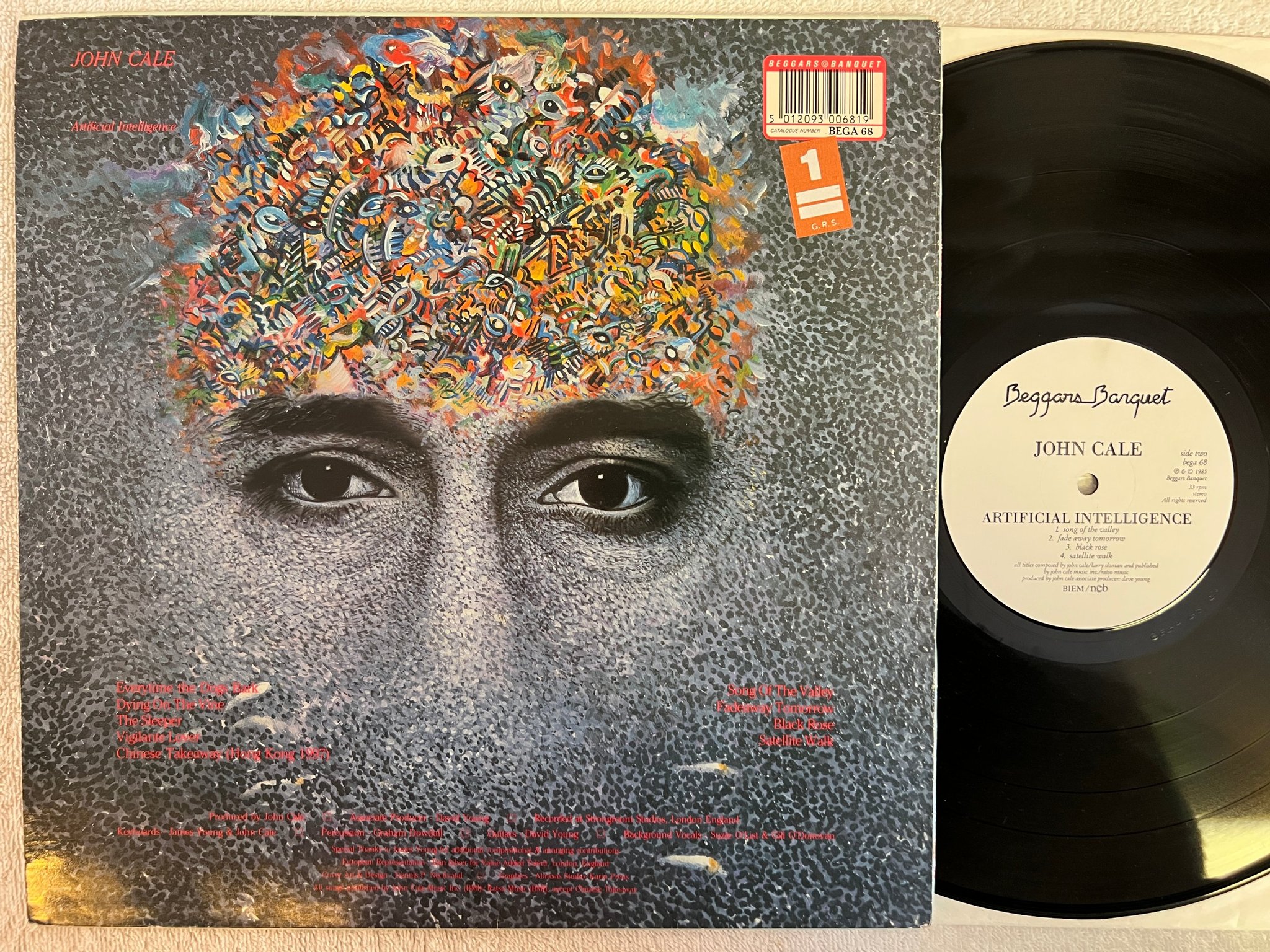 Omslagsbild för skivan JOHN CALE artificial intelligence LP -85 ncb BEGGARS BANQUET BEGA 68 