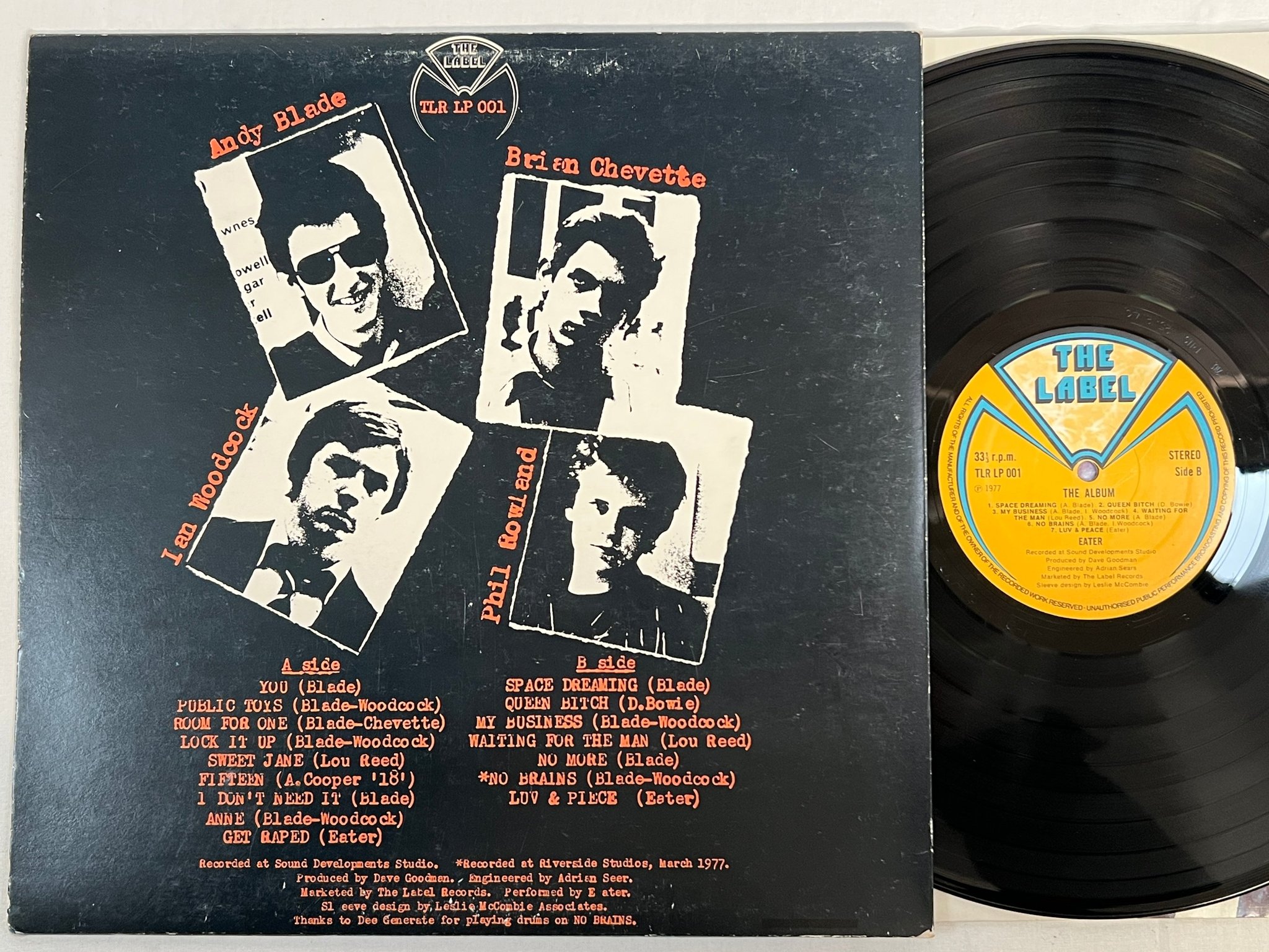 Omslagsbild för skivan EATER the album LP -77 UK THE LABEL TLR LP 001