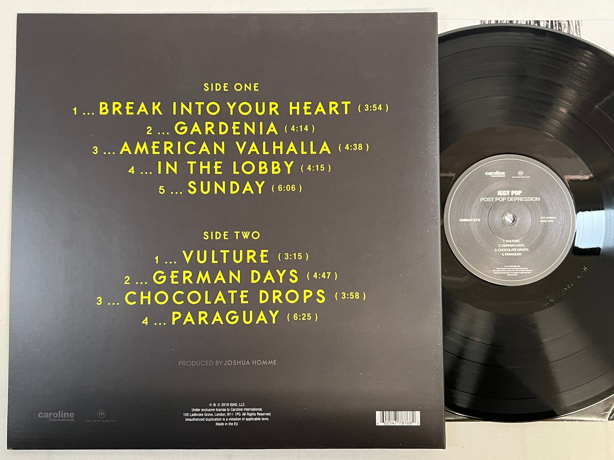 Omslagsbild för skivan IGGY POP Post Pop Depression LP 2016 EU CAROLINE CAROL011LPX