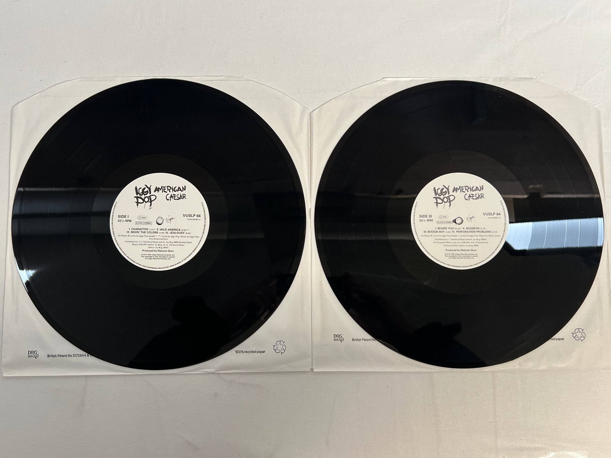 Omslagsbild för skivan IGGY POP American Caesar 2xLP -93 VIRGIN VUSLP 64