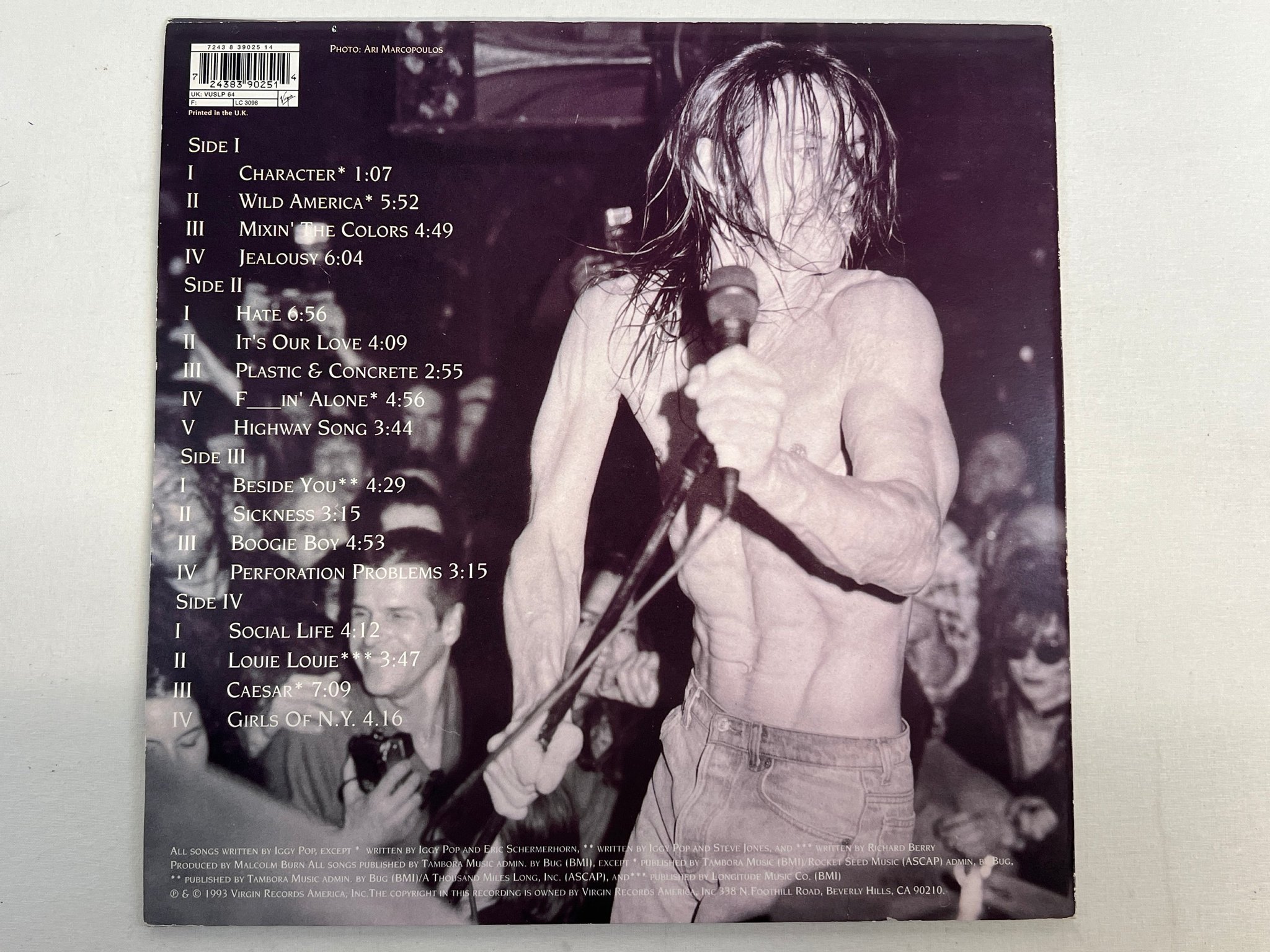 Omslagsbild för skivan IGGY POP American Caesar 2xLP -93 VIRGIN VUSLP 64