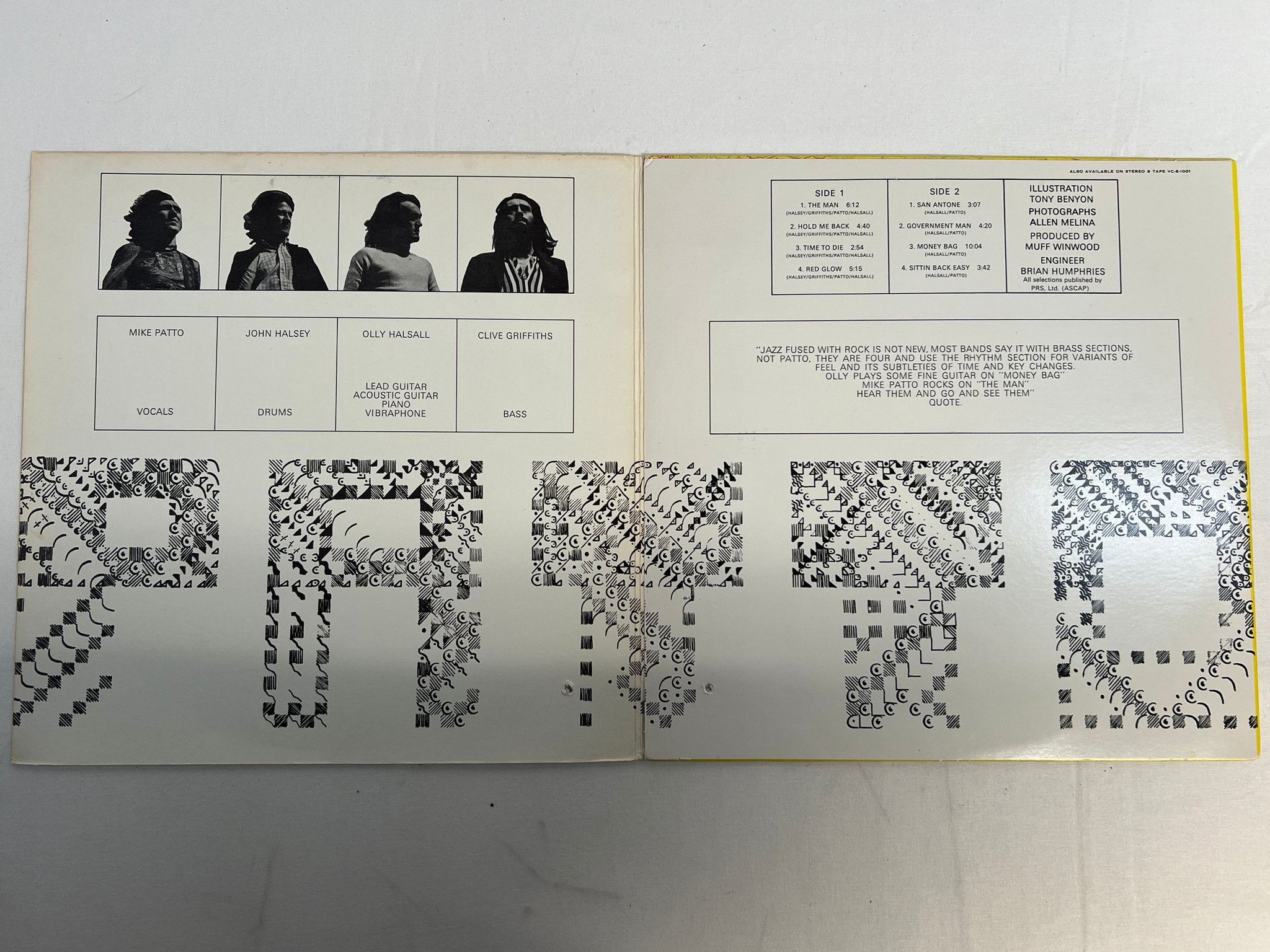 Omslagsbild för skivan PATTO s/t  LP -71 US VERTIGO VEL-1001 prog rock classic !!