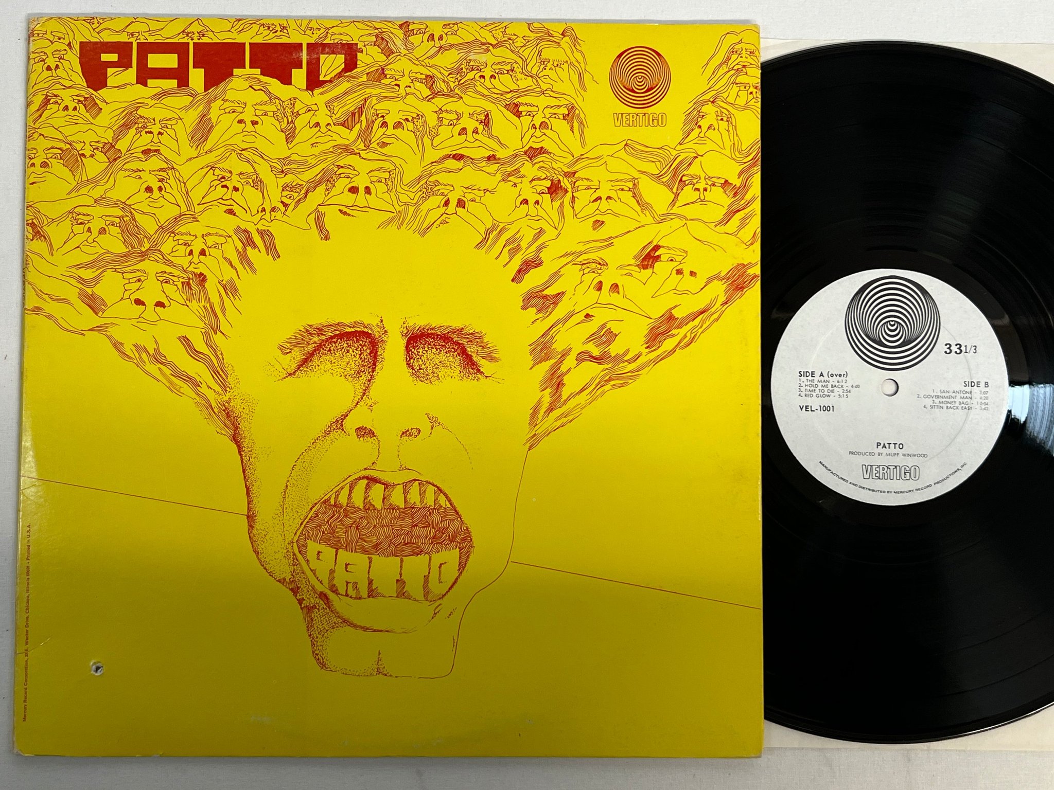 Omslagsbild för skivan PATTO s/t  LP -71 US VERTIGO VEL-1001 prog rock classic !!