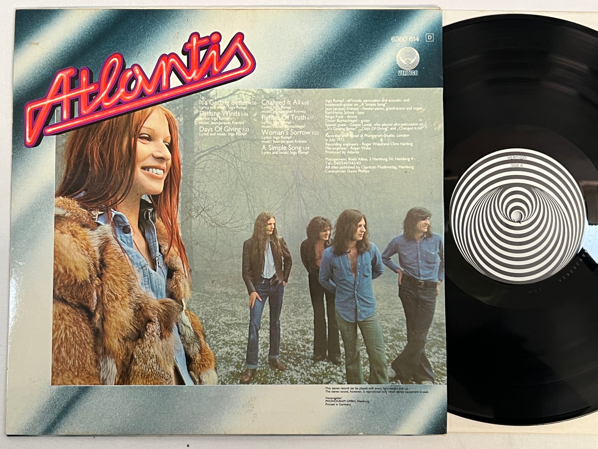 Omslagsbild för skivan ATLANTIS it's getting better LP -73 Ger VERTIGO 6360 614 blues / prog