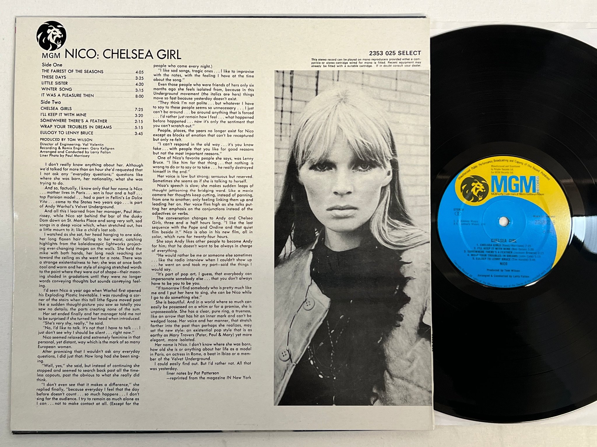 Omslagsbild för skivan NICO chelsea girl LP -71 UK MGM 2353025