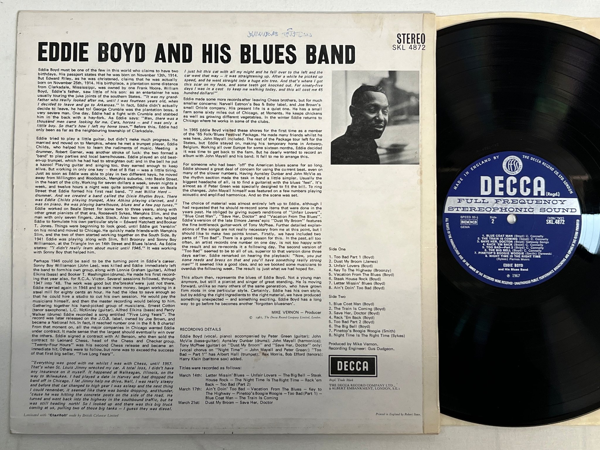 Omslagsbild för skivan EDDIE BOYD AND HIS BLUES BAND s/t LP -67 UK DECCA SKL 4872