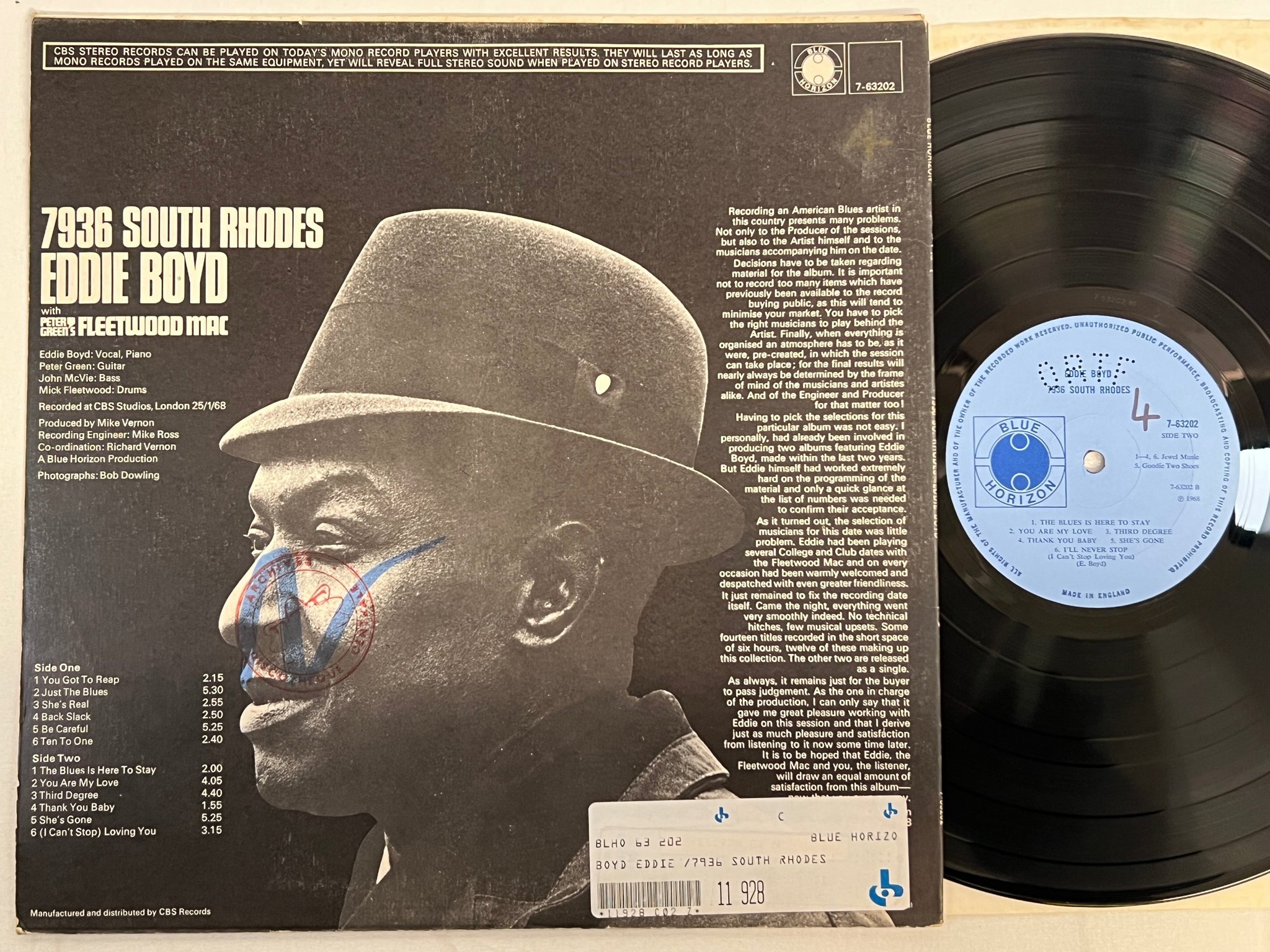 Omslagsbild för skivan EDDIE BOYD 7936 South Rhodes LP -68 UK BLUE HORIZON 7-63202 mono BLUES