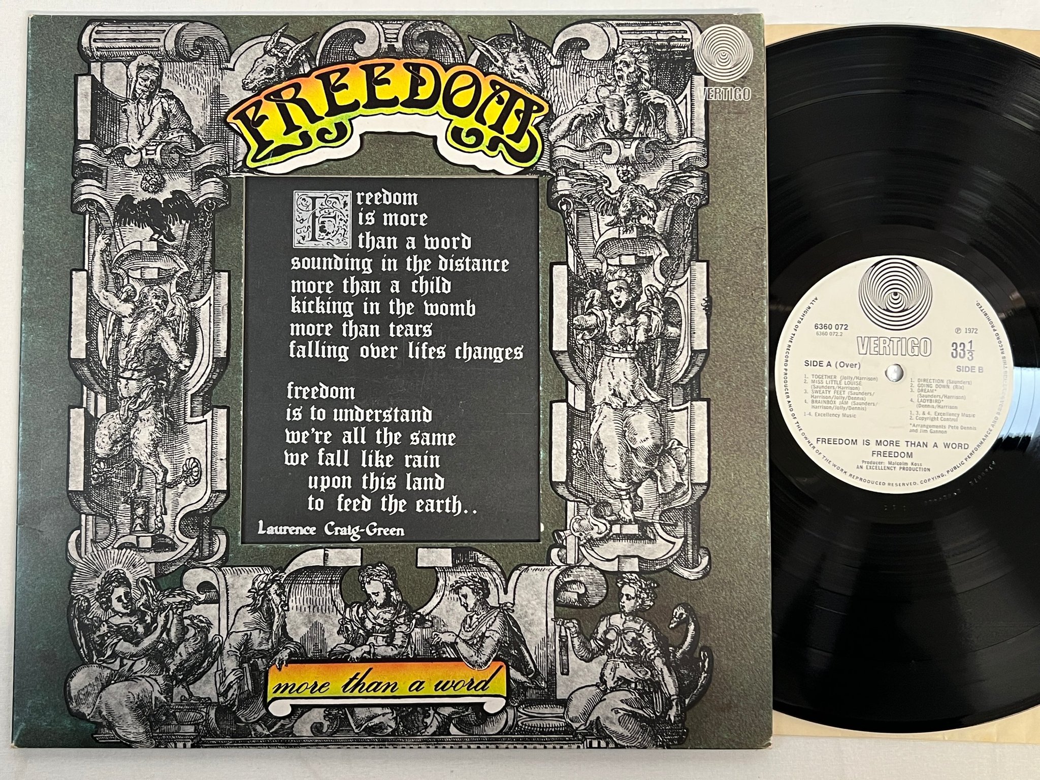 Omslagsbild för skivan FREEDOM is more than a word LP -72 UK VERTIGO swirl 6360072 ** mega rare **